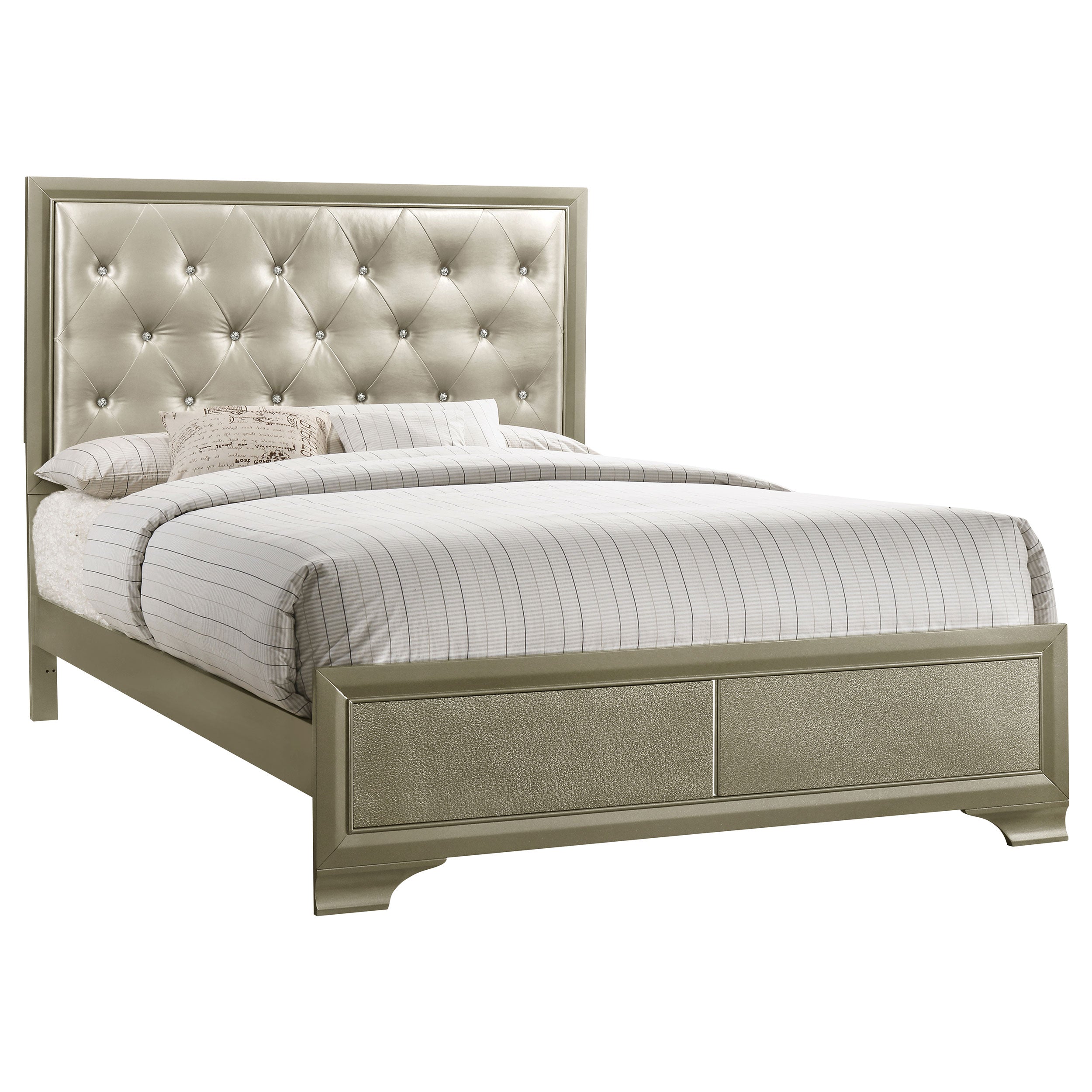 Beaumont Bedroom Set Metallic Champagne Eastern King 4 Pc Set