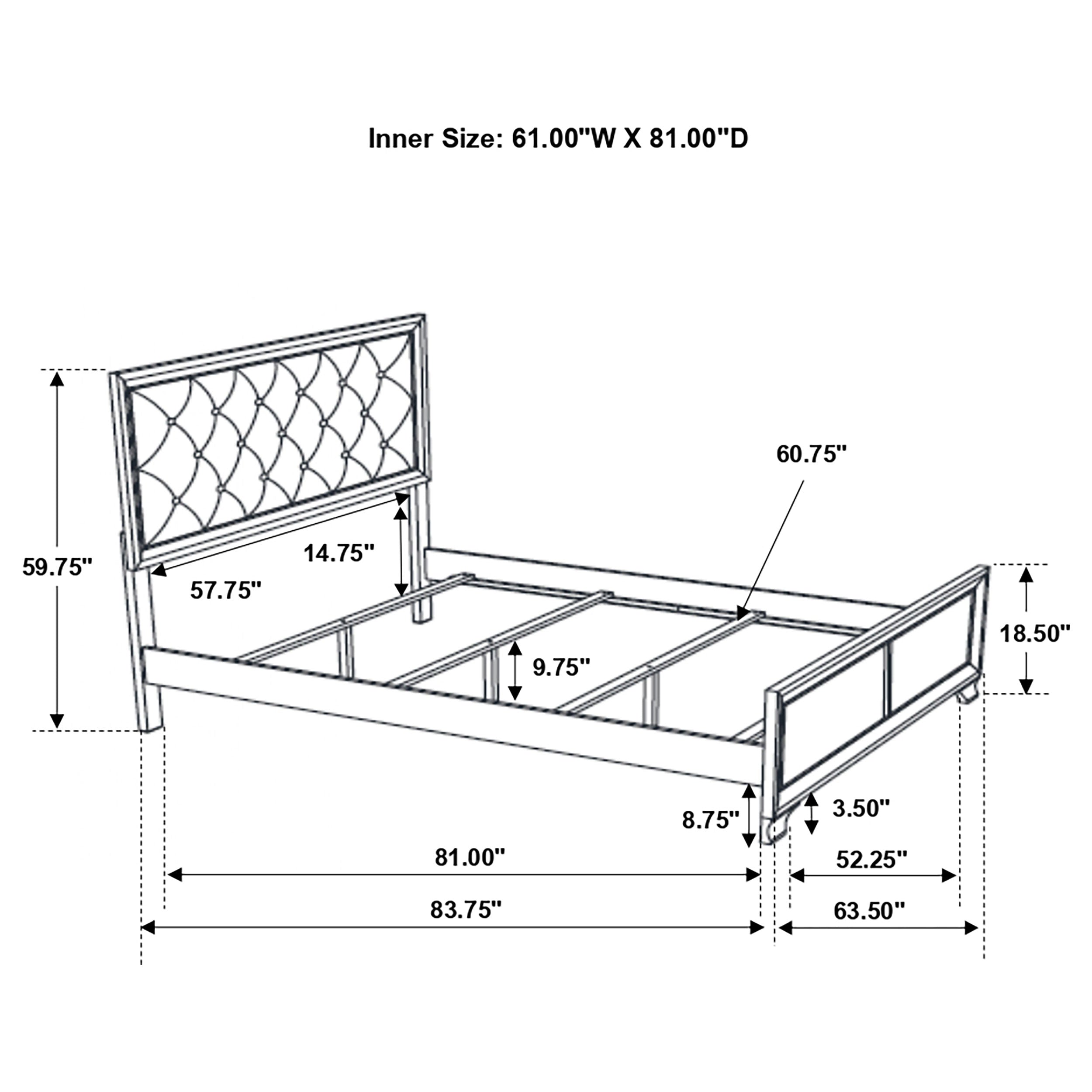 Beaumont Bedroom Set Metallic Champagne Queen 4 Pc Set