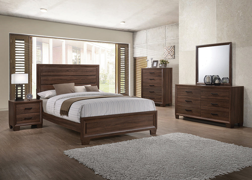 Brandon Bedroom Set Medium Warm Brown Queen 4 Pc Set