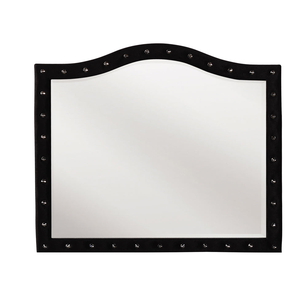 Deanna Button Tufted Dresser Mirror Black