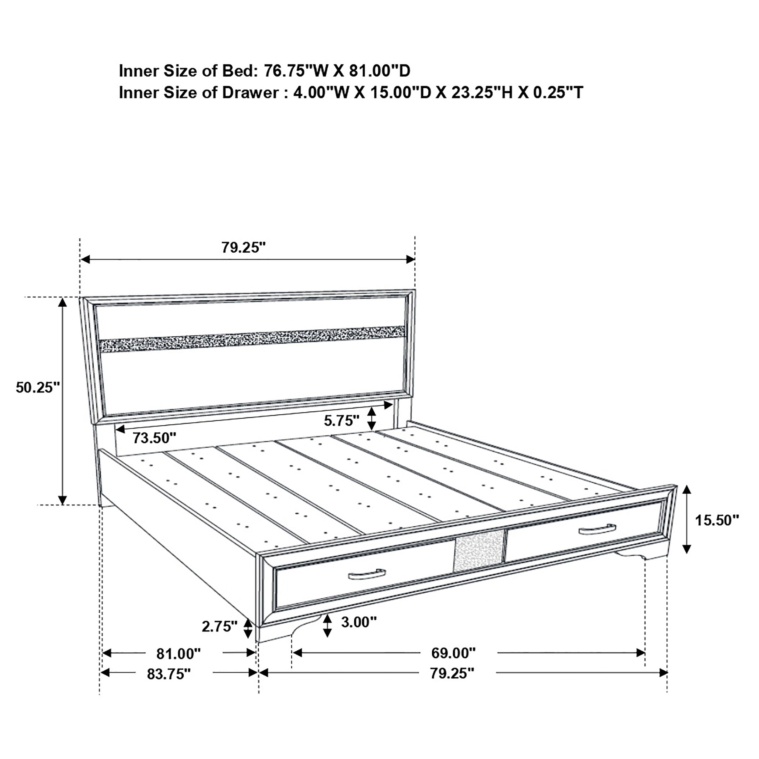 Miranda Eastern King 2-drawer Storage Bed Black