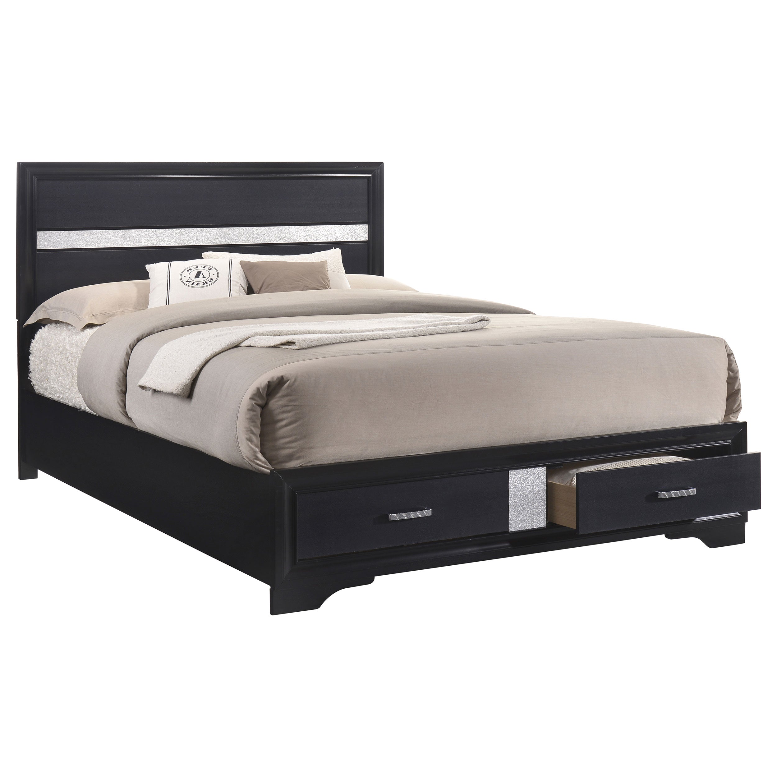 Miranda California King 2-drawer Storage Bed Black