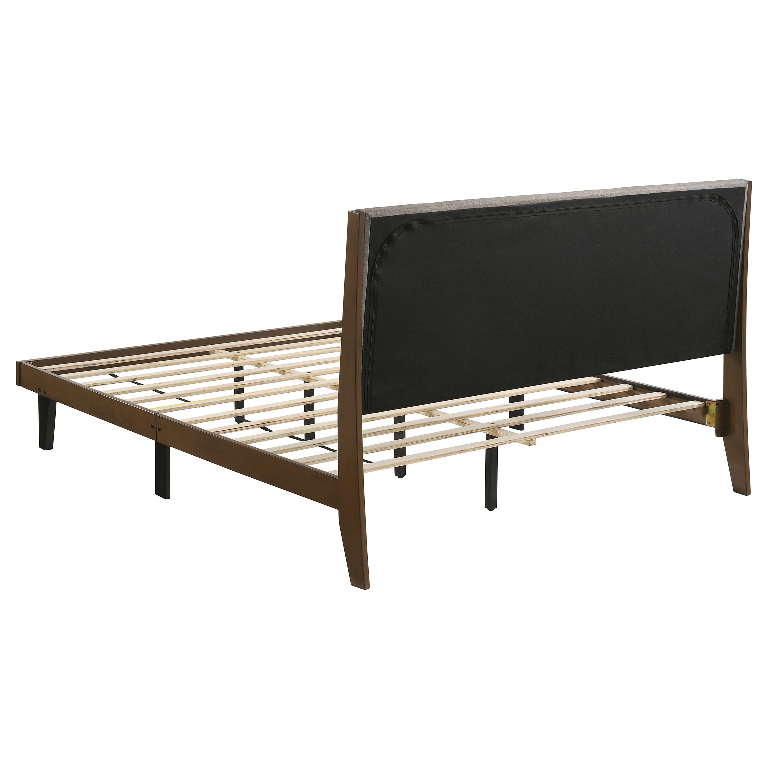 Mays Upholstered Eastern King Platform Bed Walnut Brown and Grey