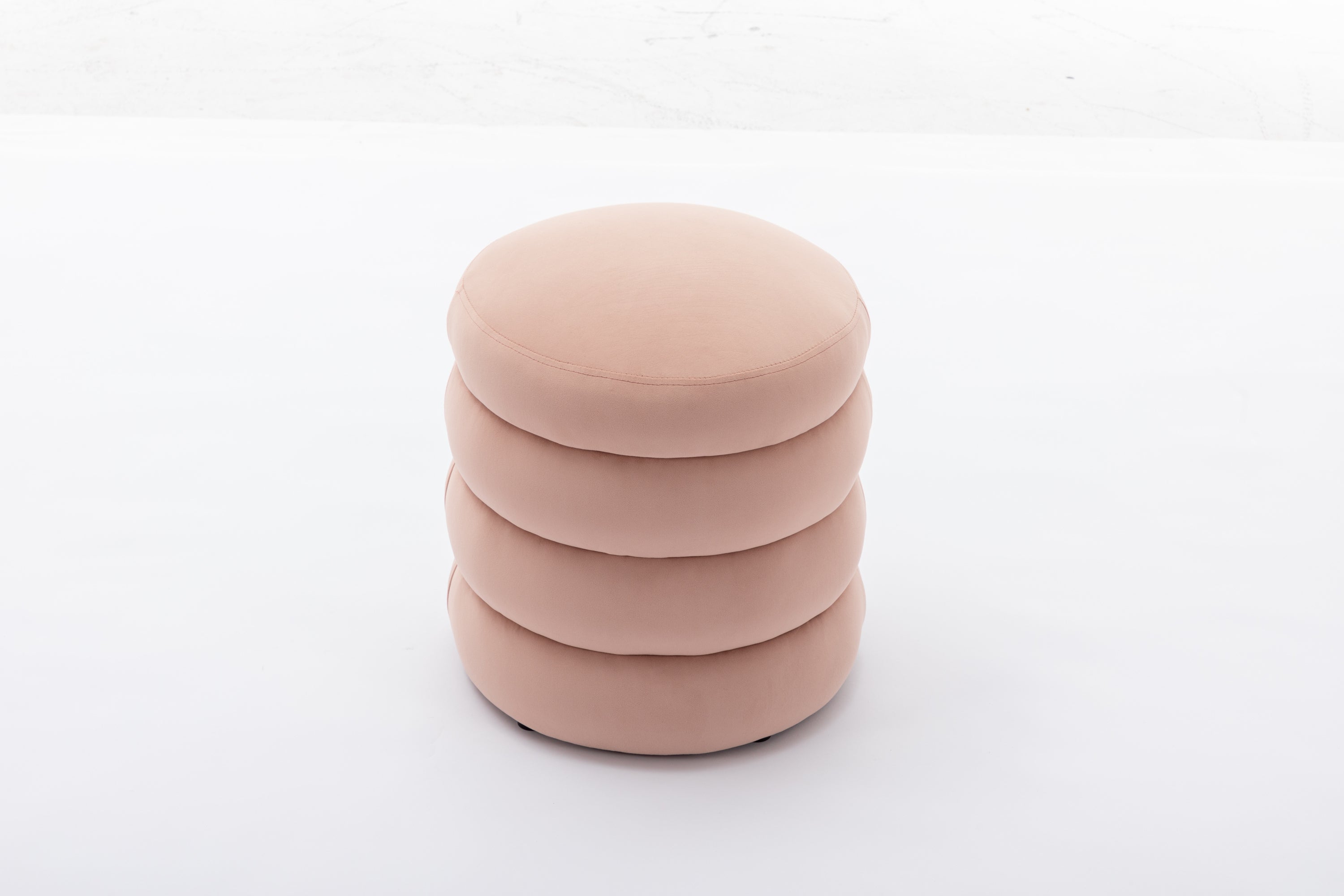 006-Soft Velvet Round Ottoman Footrest Stool,Pink