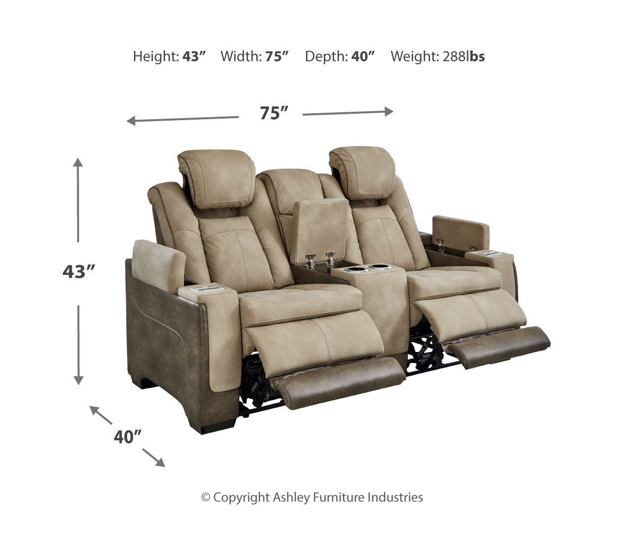 Next-Gen DuraPella Power Reclining Loveseat with Console