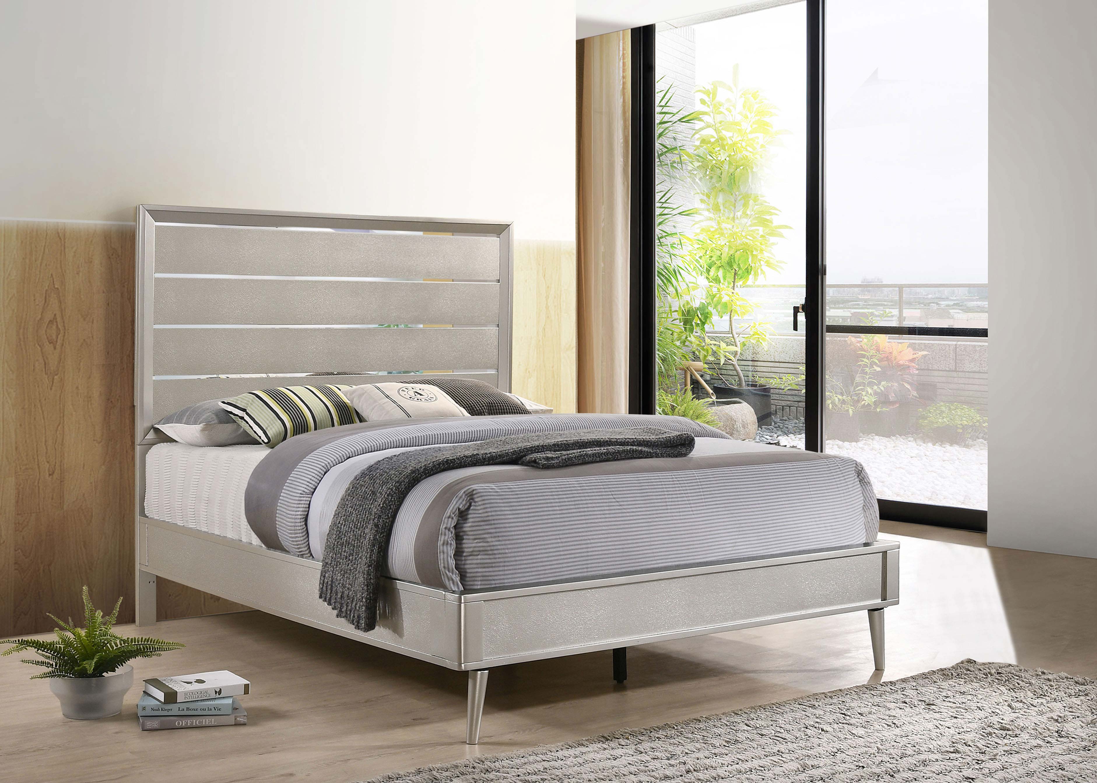 Ramon Queen Panel Bed Metallic Sterling