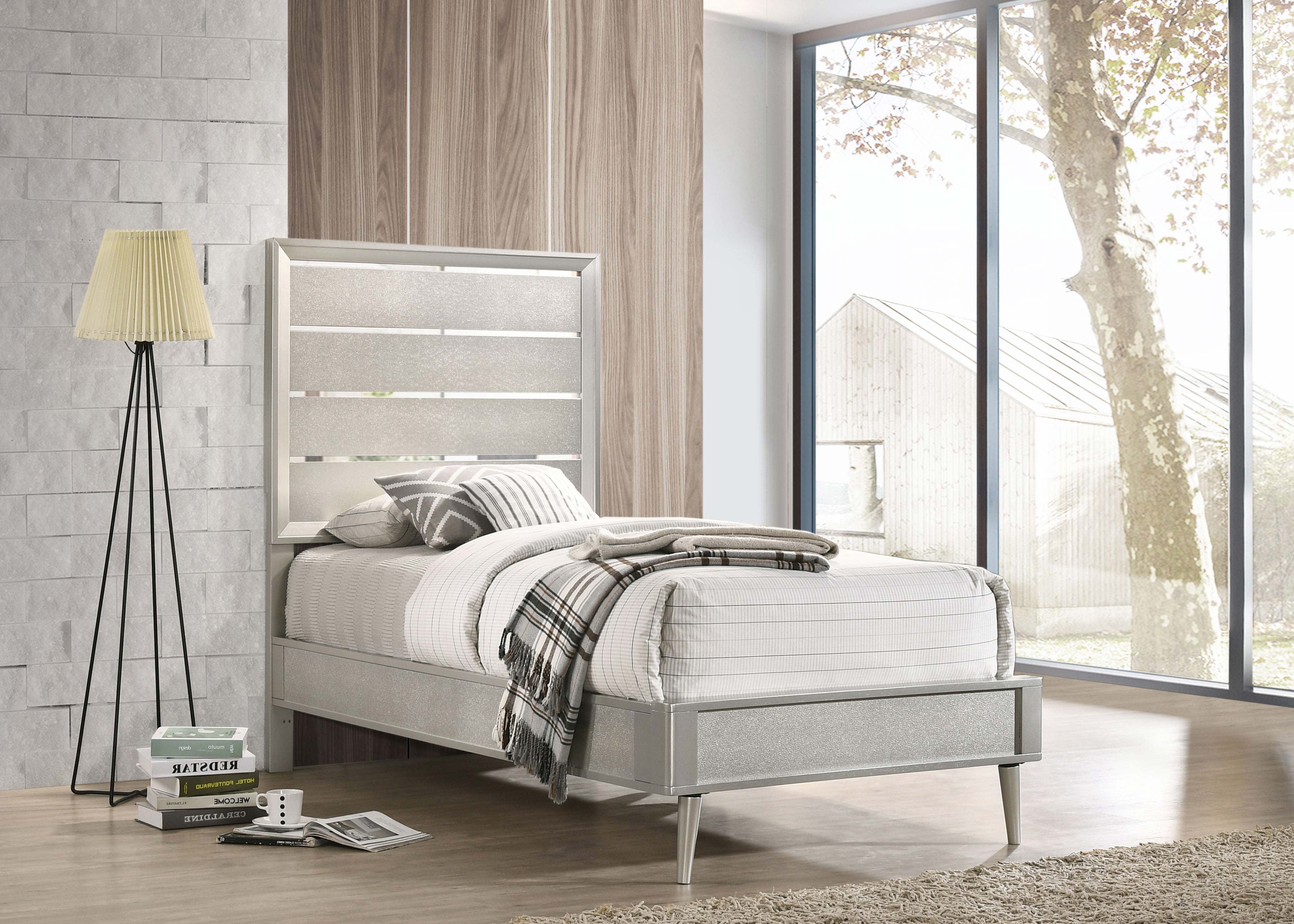 Ramon Twin Panel Bed Metallic Sterling