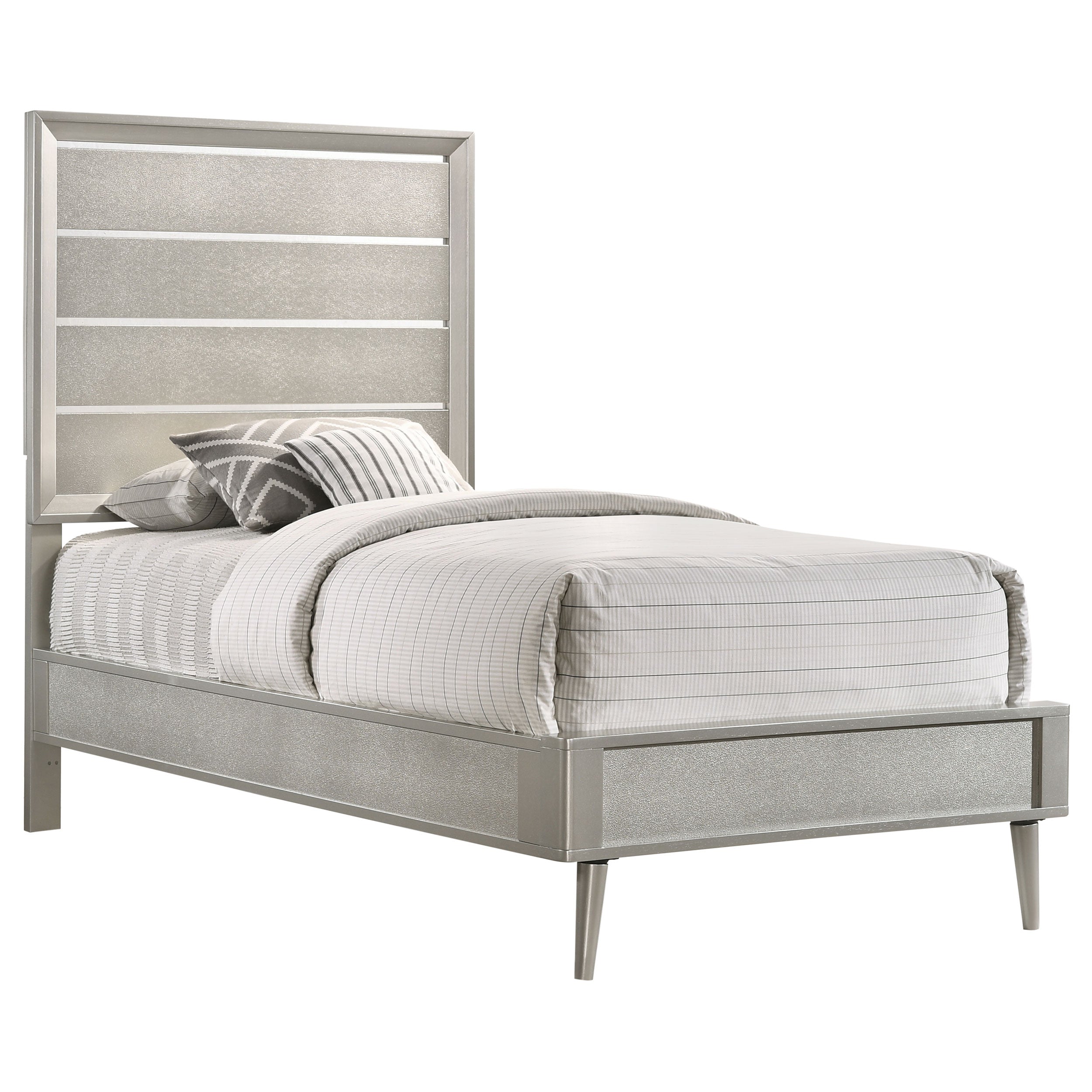 Ramon Twin Panel Bed Metallic Sterling