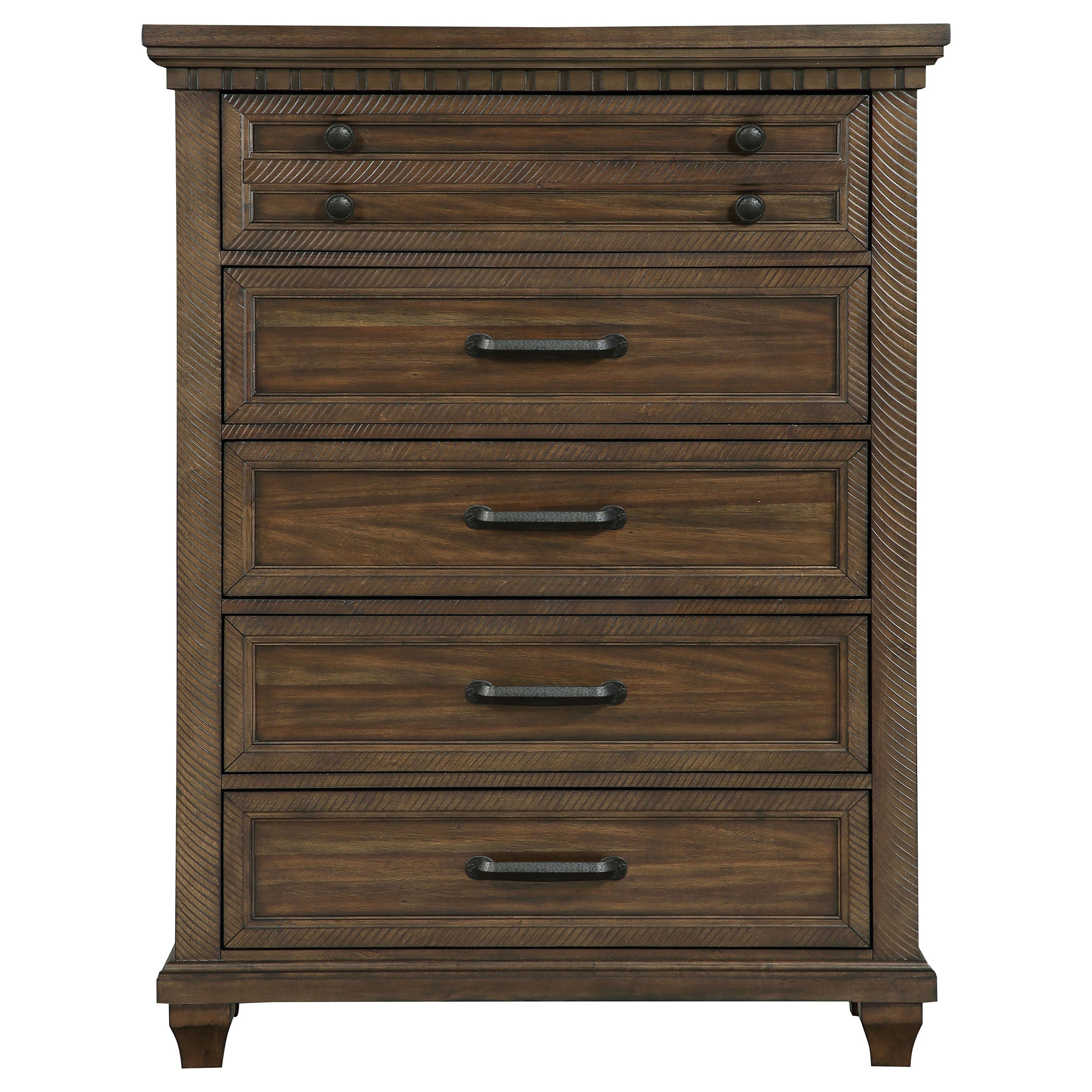 Bennington Rectangular 5-drawer Chest Acacia Brown