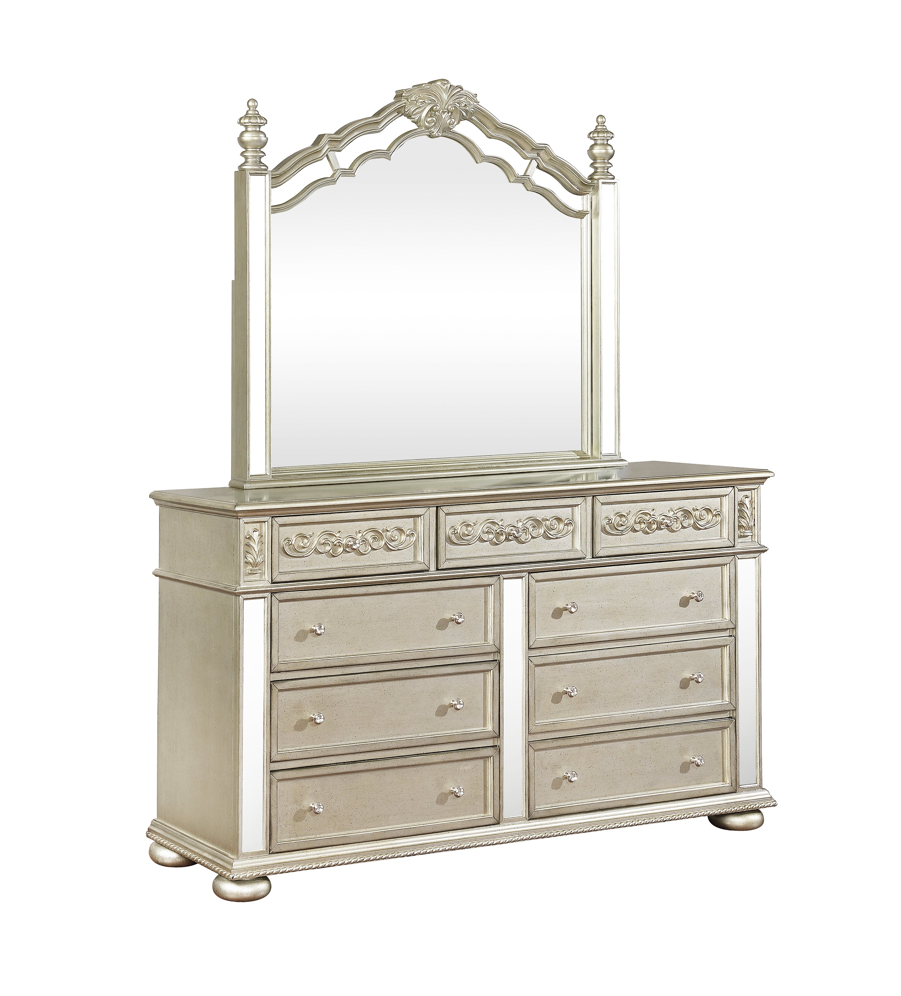 Heidi Arched Dresser Mirror Metallic Platinum