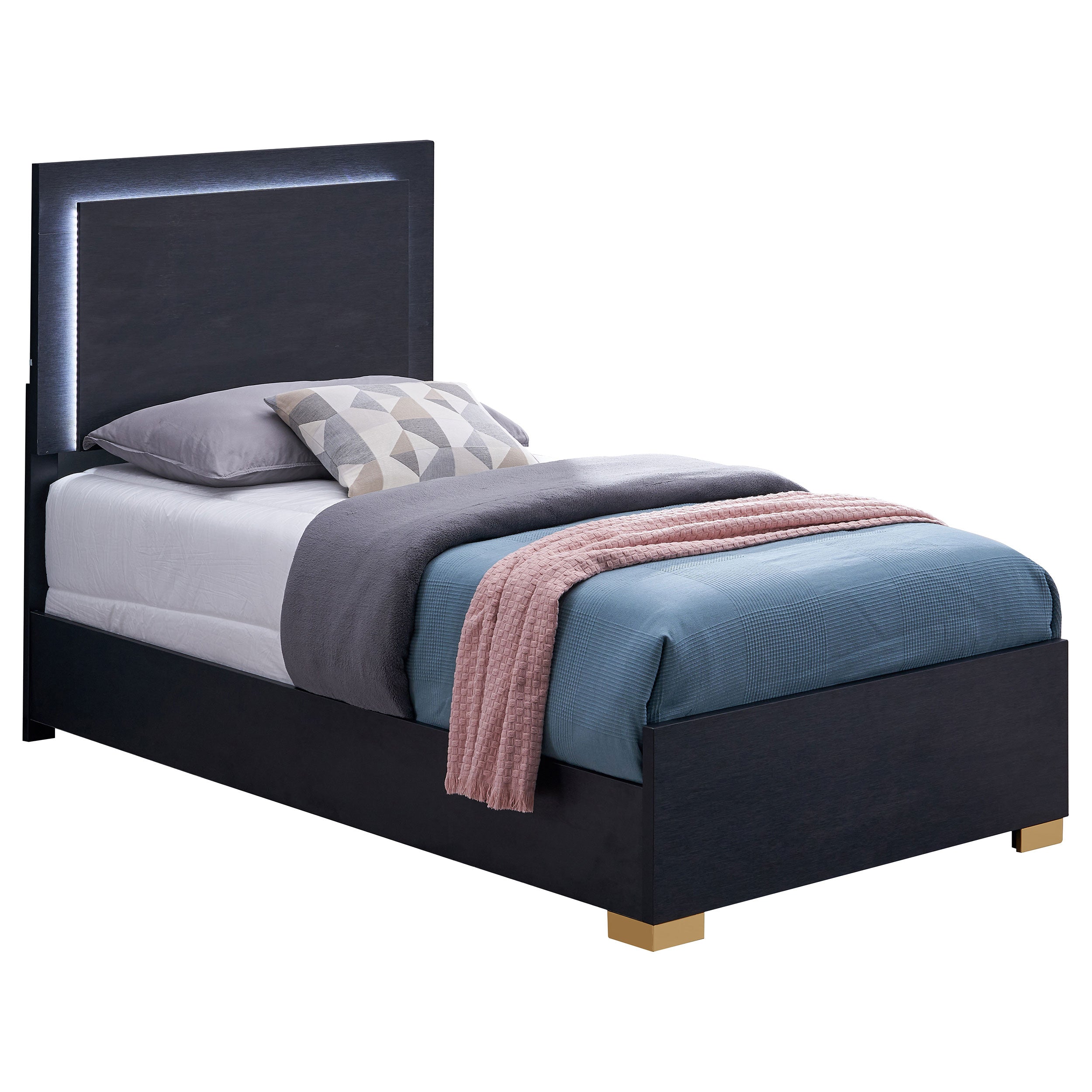 Marceline Twin Bed with LED Headboard Black