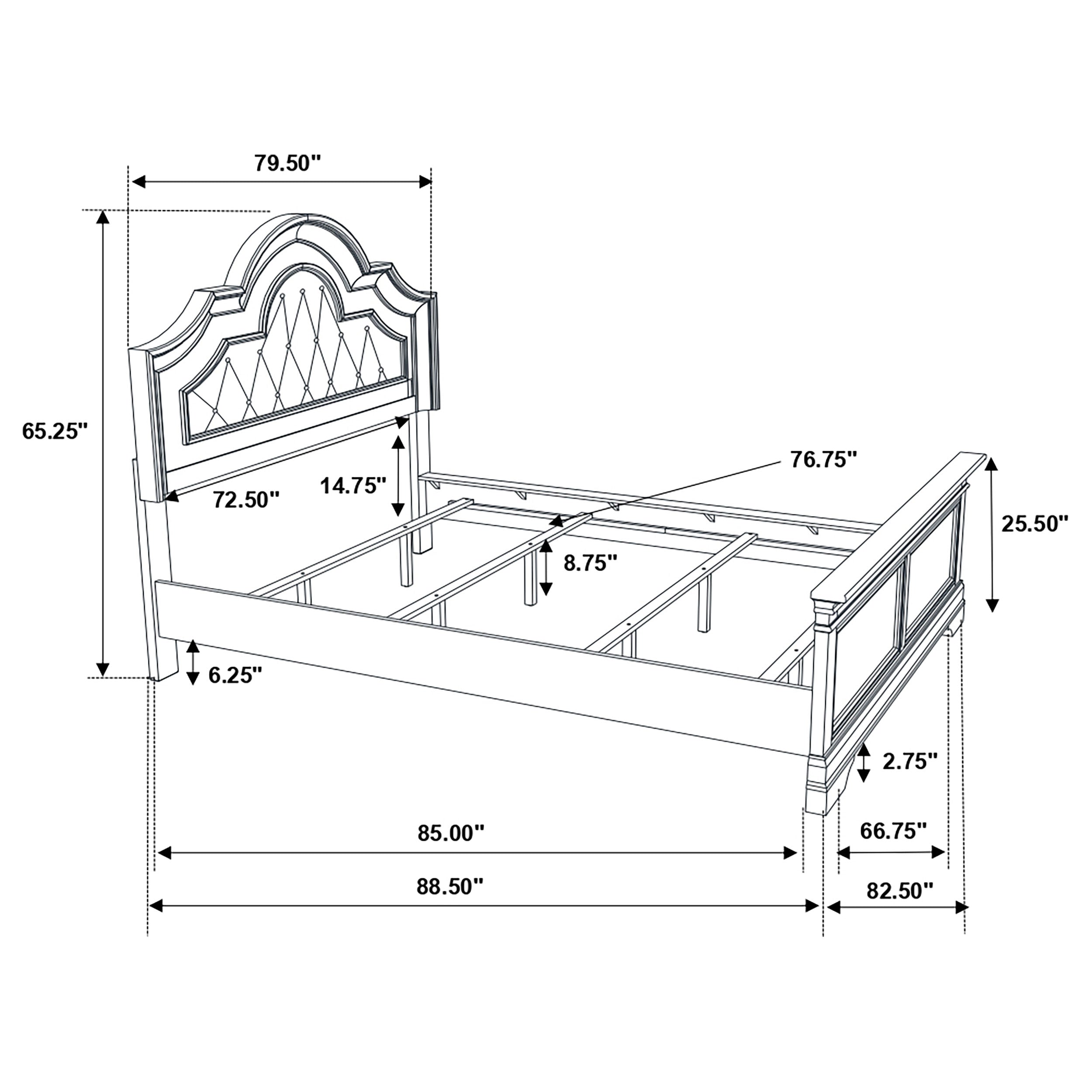 Manchester Bed with Upholstered Arched Headboard Beige and Wheat California King