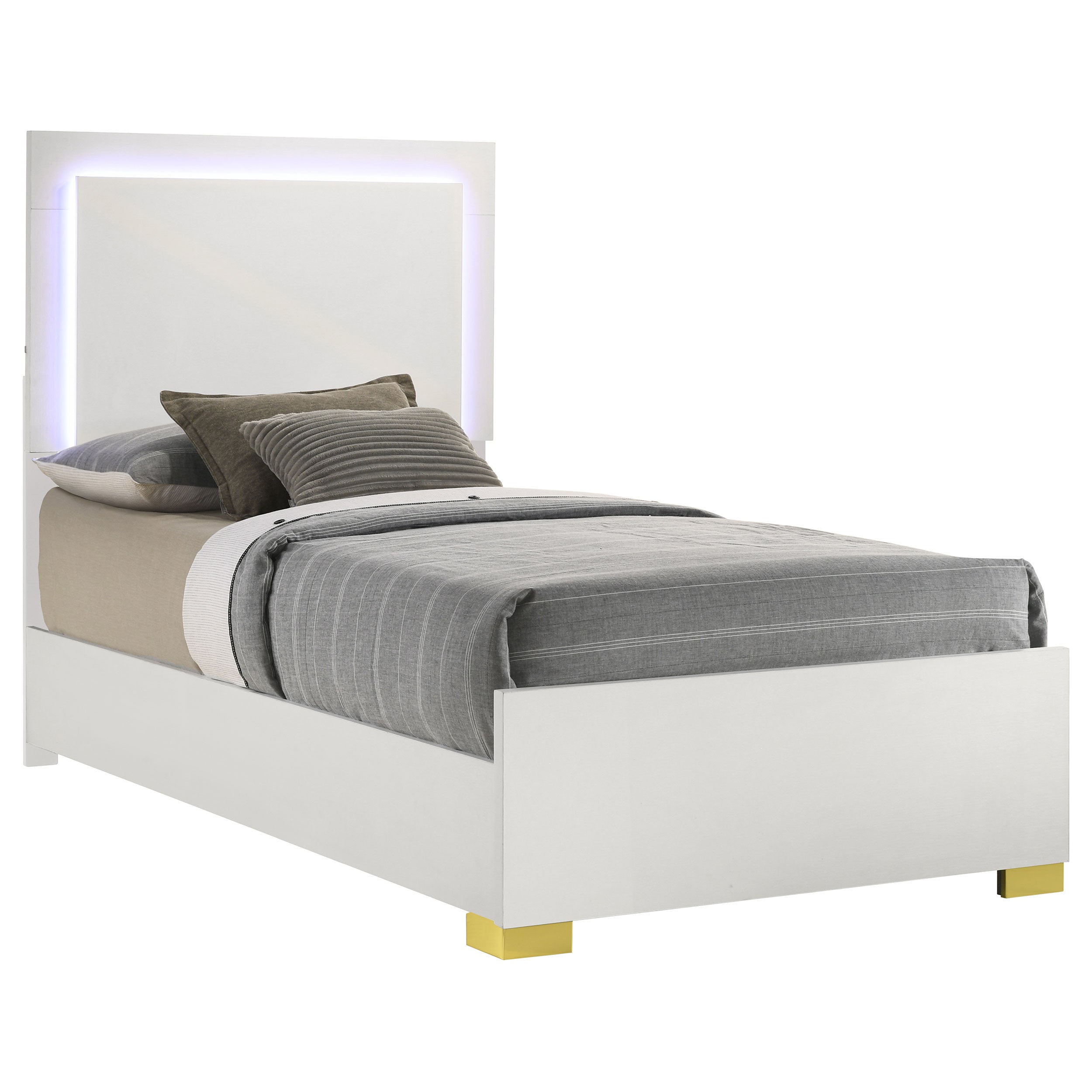 Marceline Twin Bed with LED Headboard White