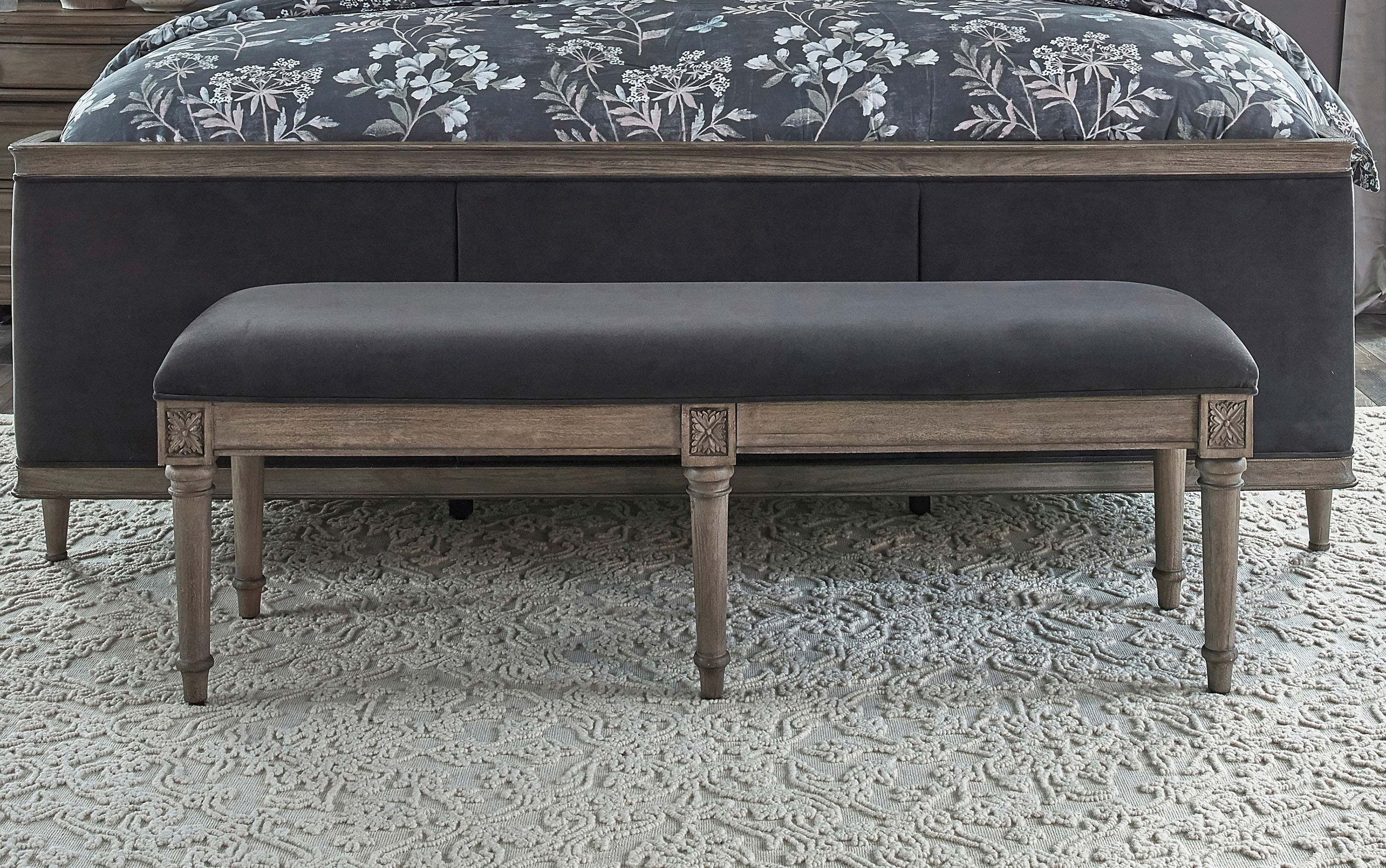 Alderwood Upholstered Bench French Grey