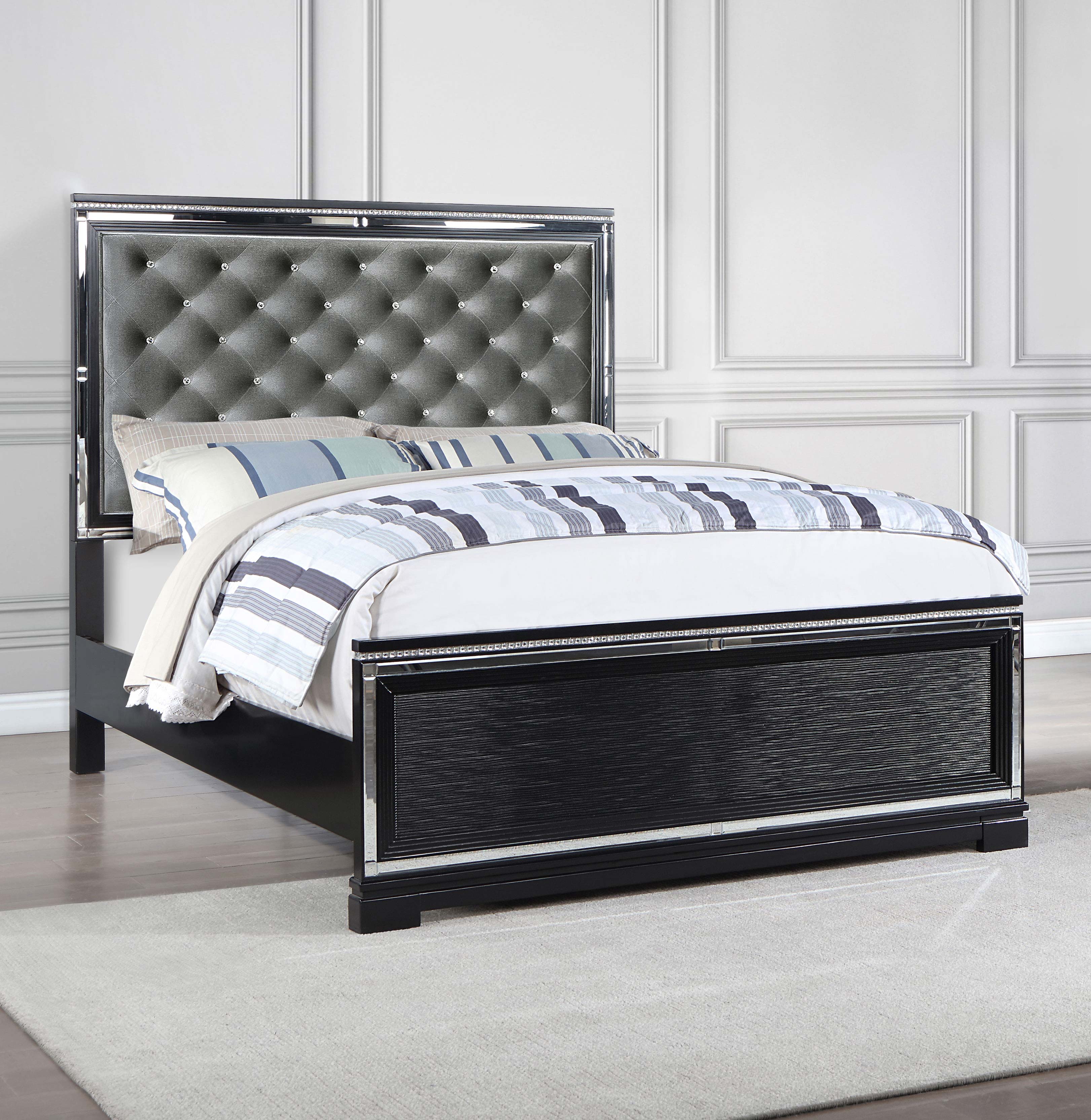 Cappola Upholstered Tufted Bed Silver and Black California King