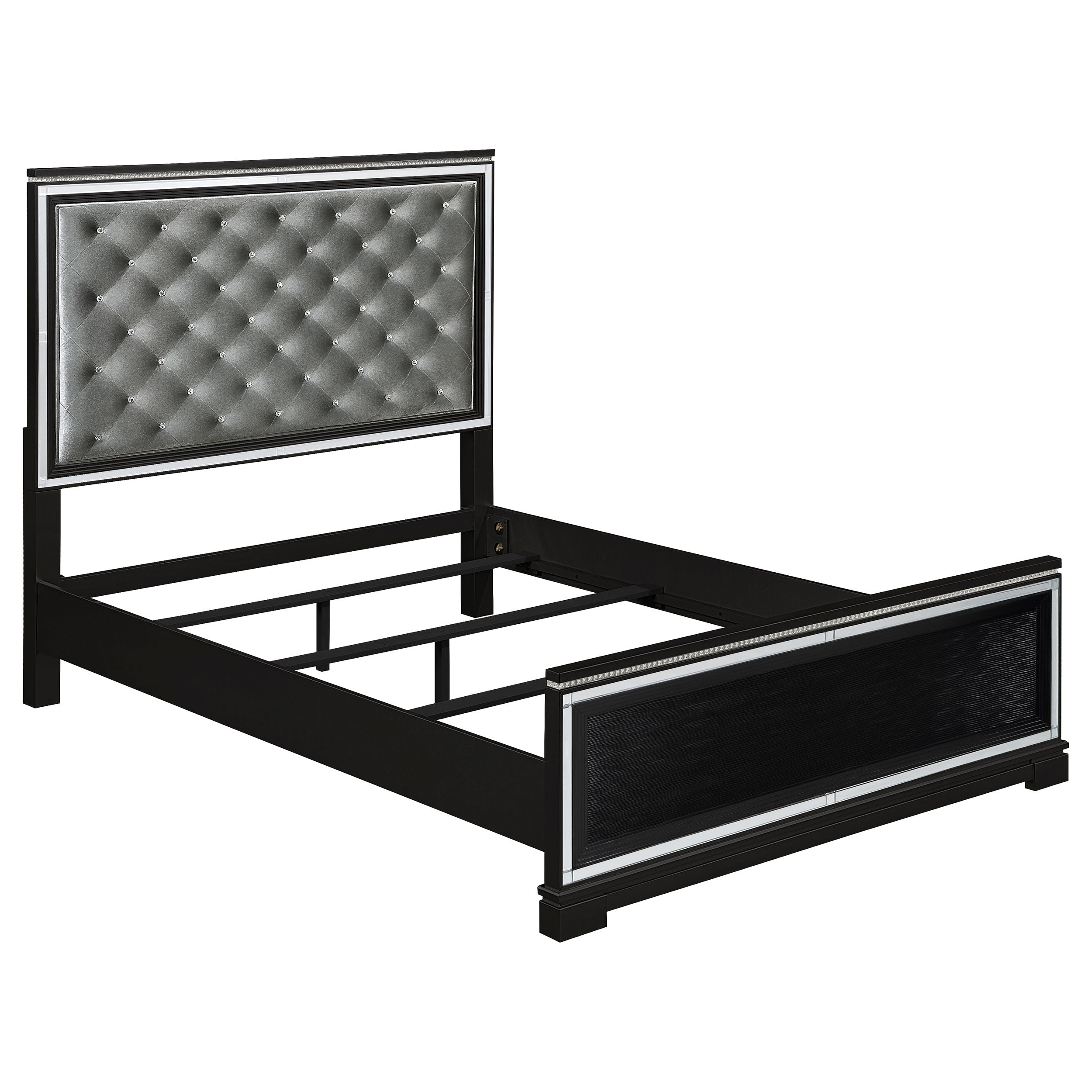 Cappola Upholstered Tufted Bed Silver and Black California King