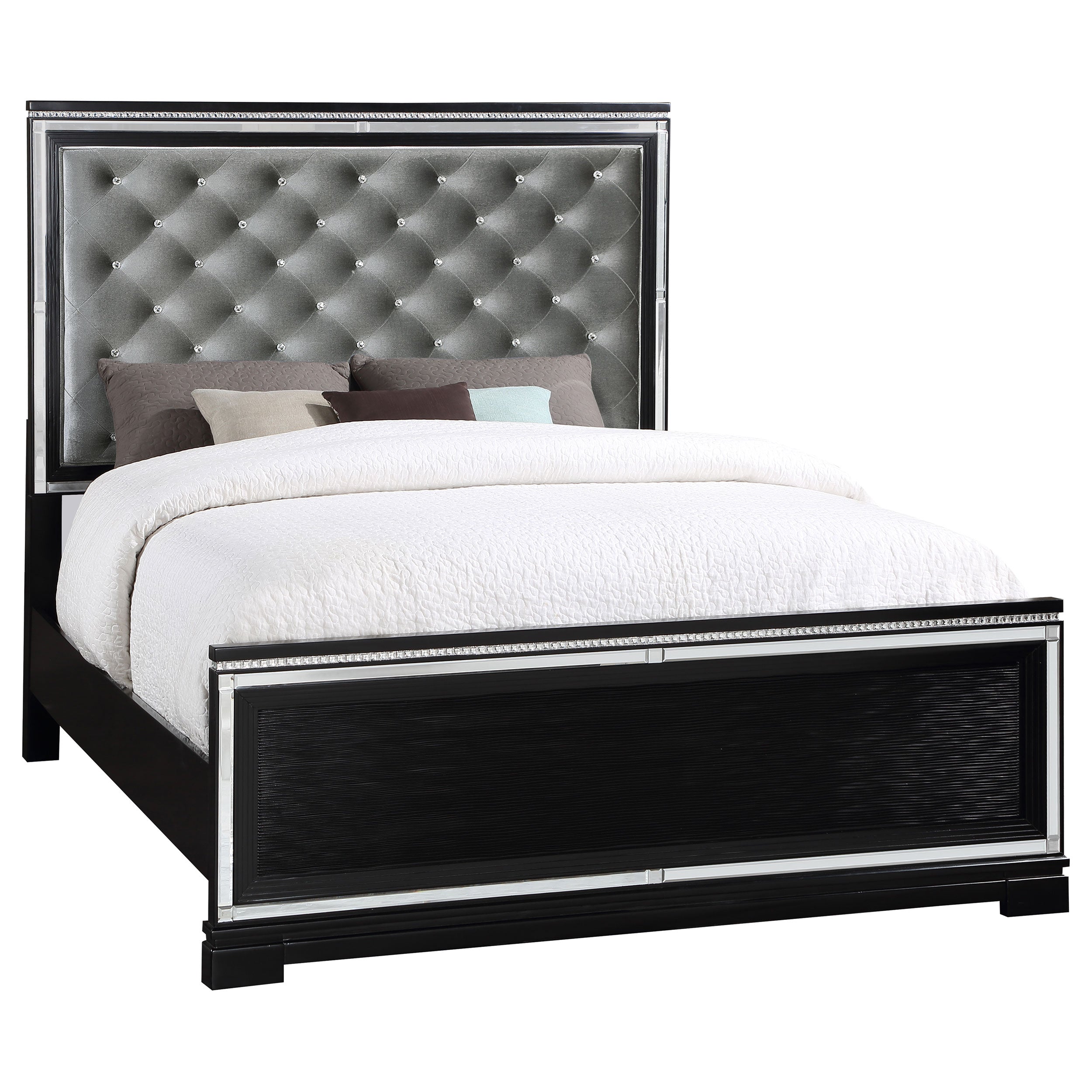 Cappola Upholstered Tufted Bed Silver and Black California King