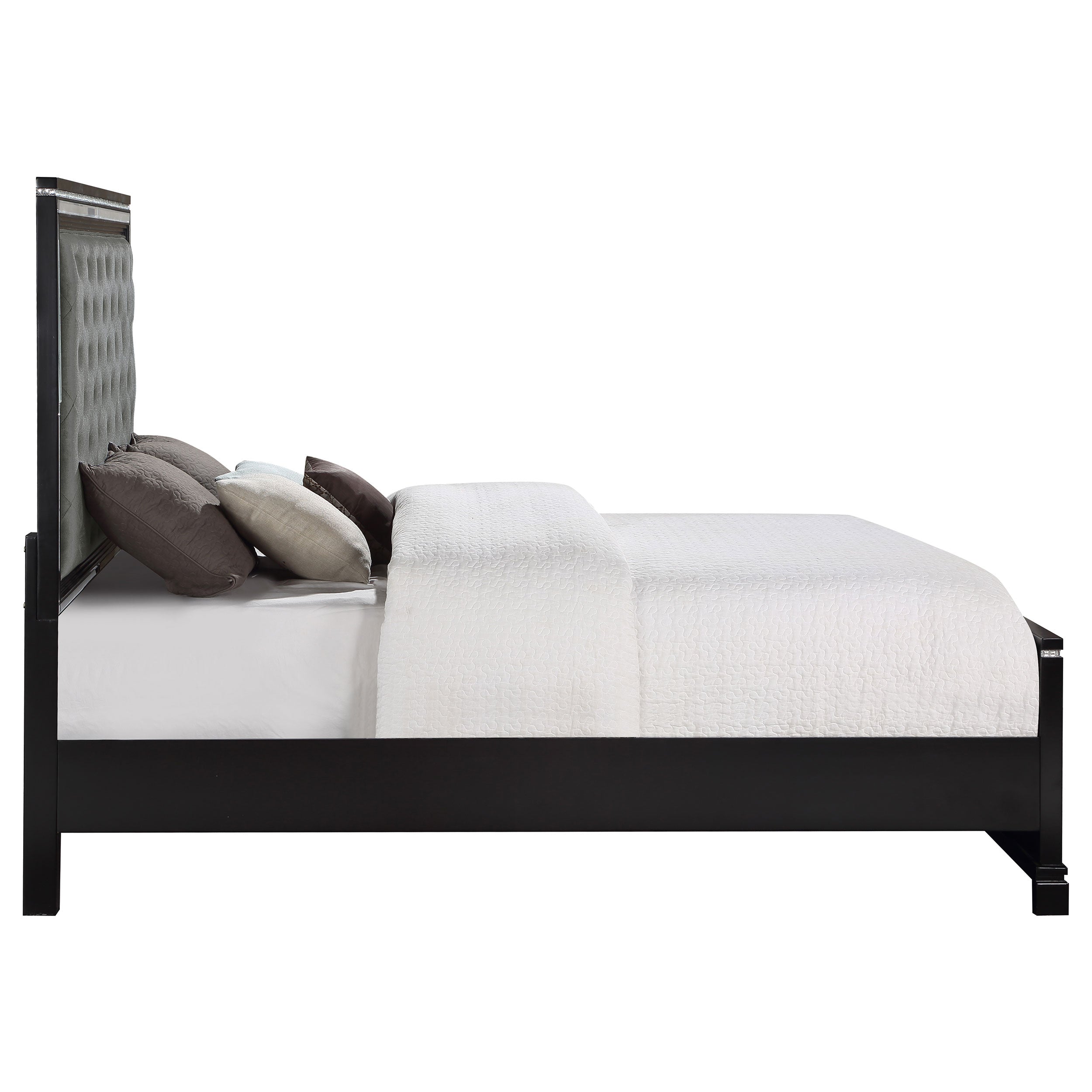 Cappola Upholstered Tufted Bed Silver and Black California King