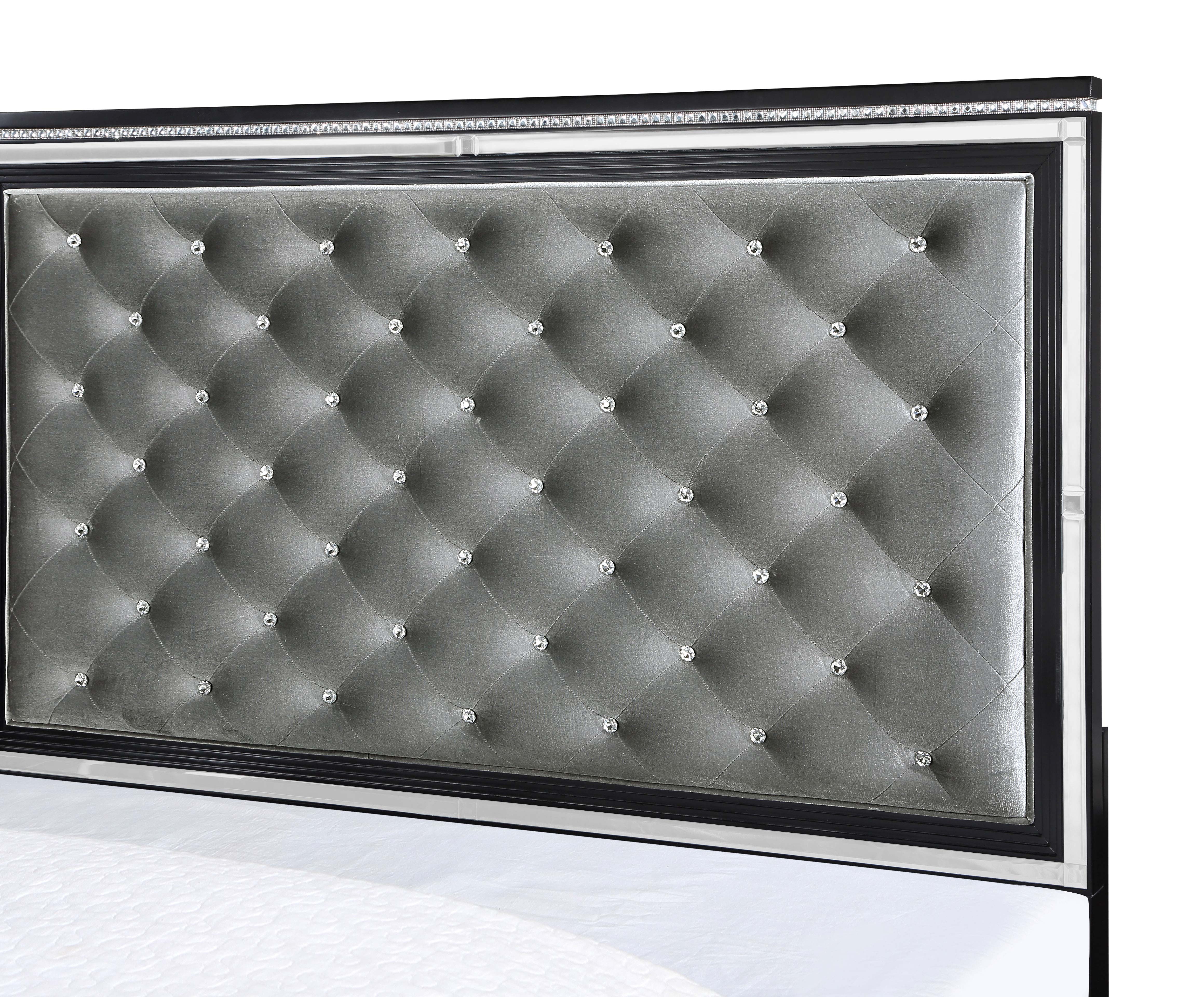 Cappola Upholstered Tufted Bed Silver and Black California King