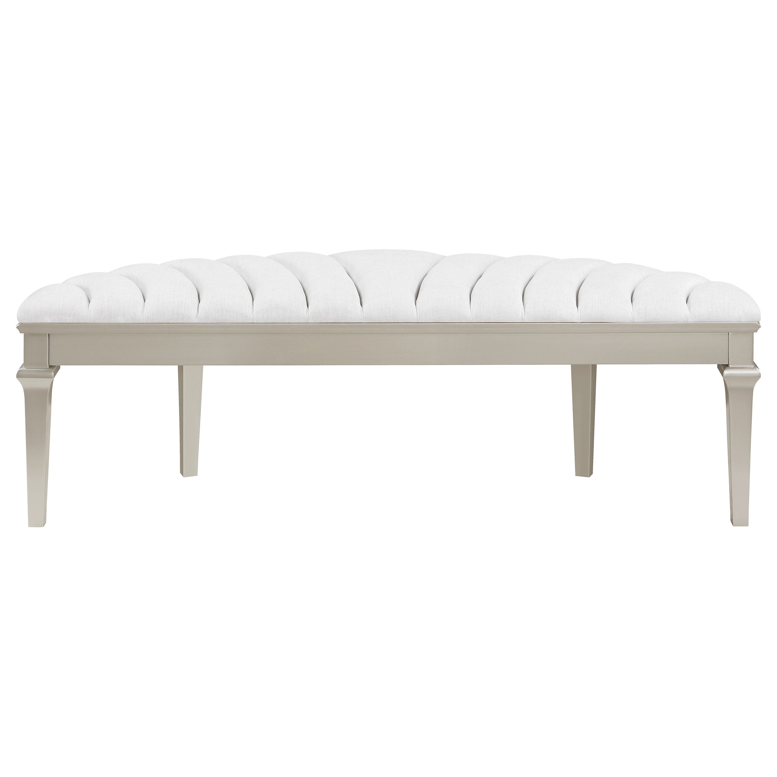 Evangeline Upholstered Demilune Bench Ivory and Silver Oak