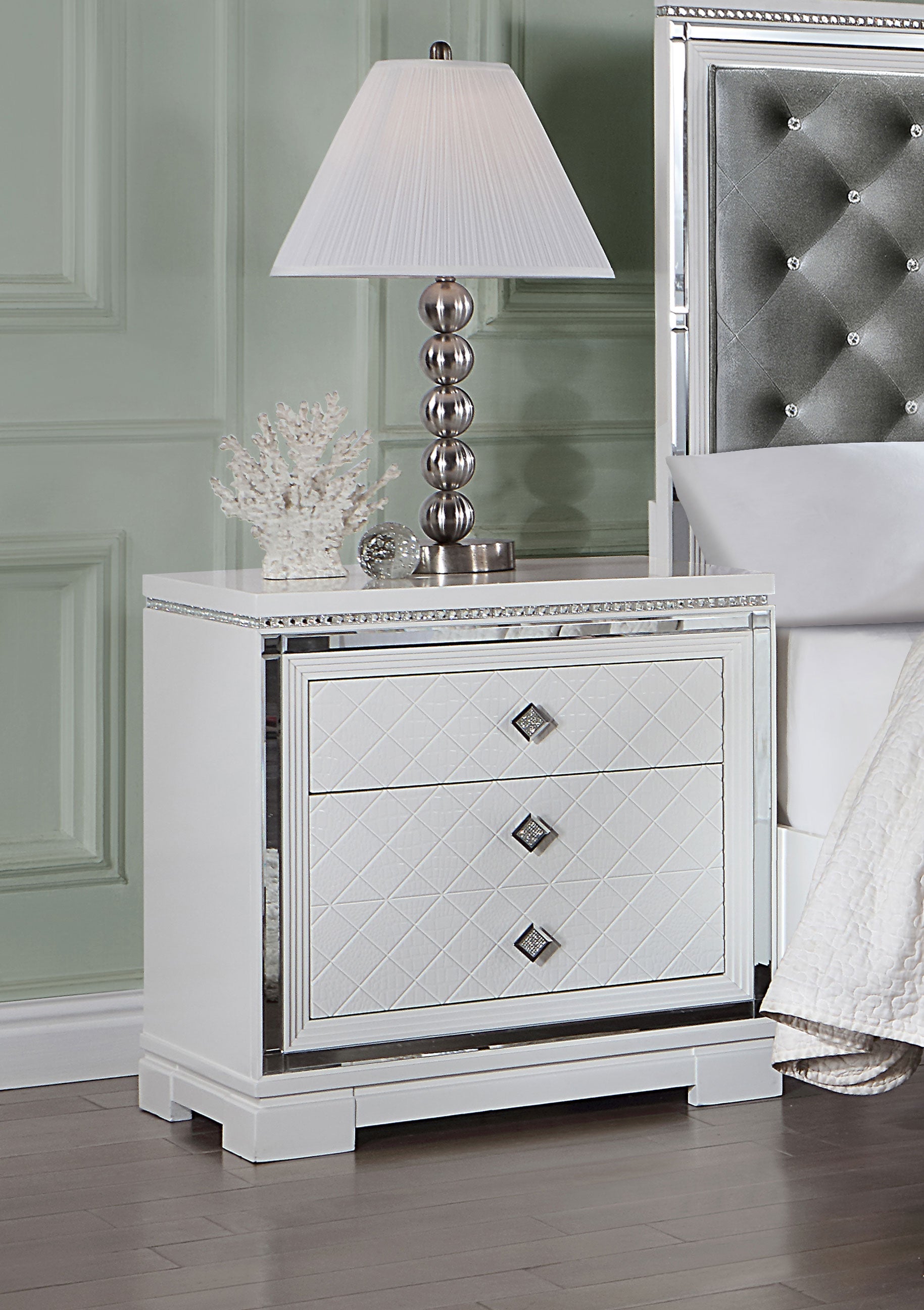 Eleanor Rectangular 2-drawer Nightstand White