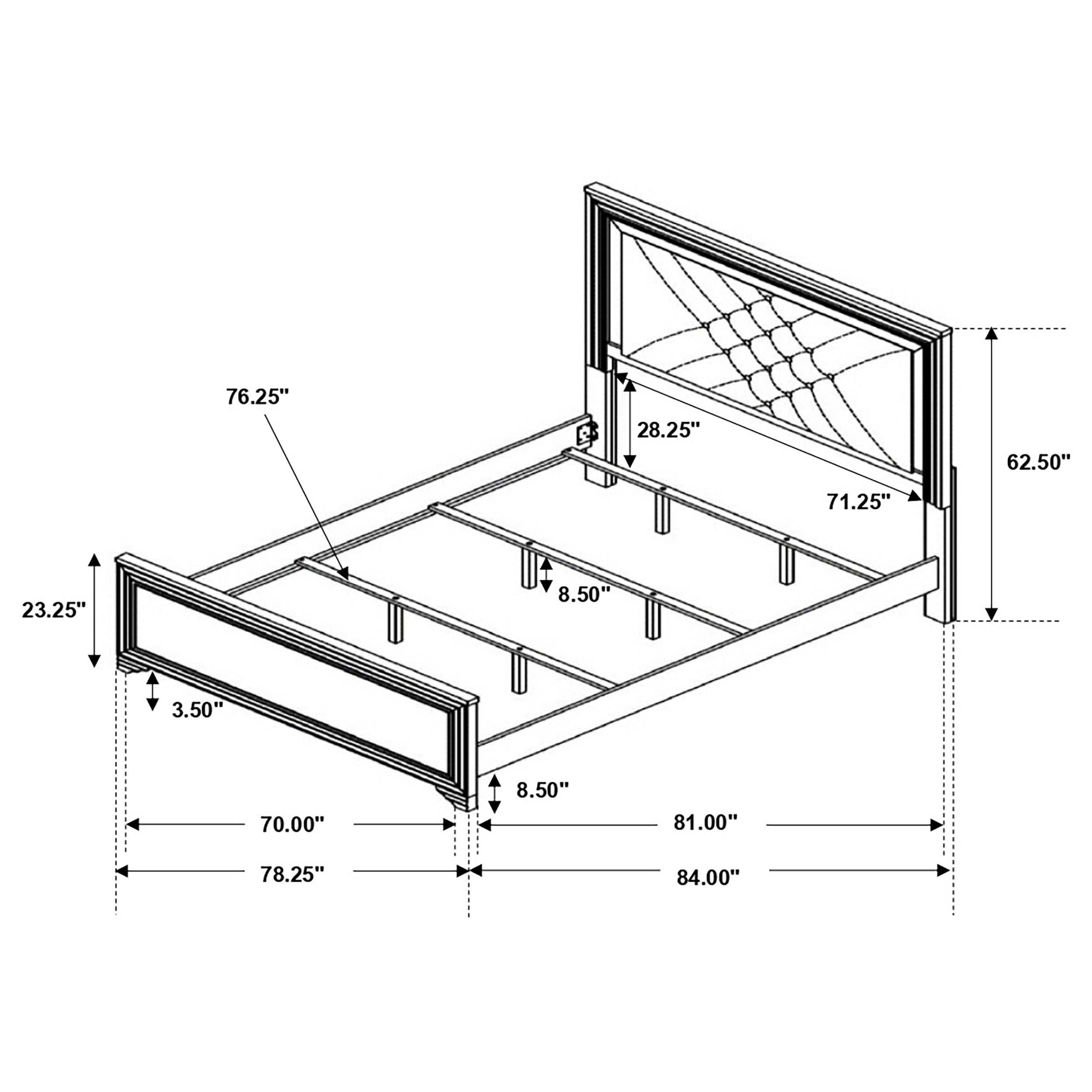 Penelope Eastern King Bed with LED Lighting Black and Midnight Star