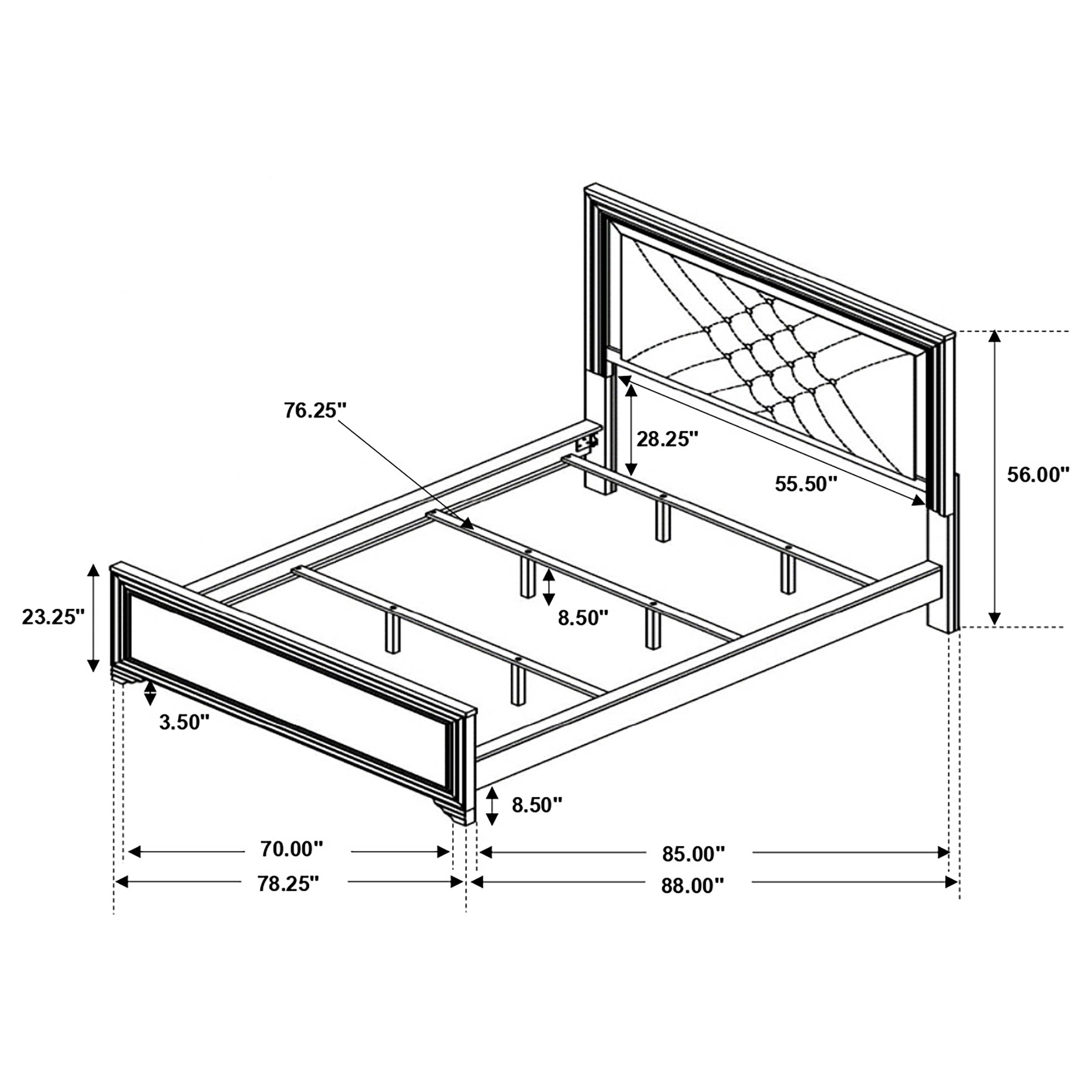 Penelope California King Bed with LED Lighting Black and Midnight Star