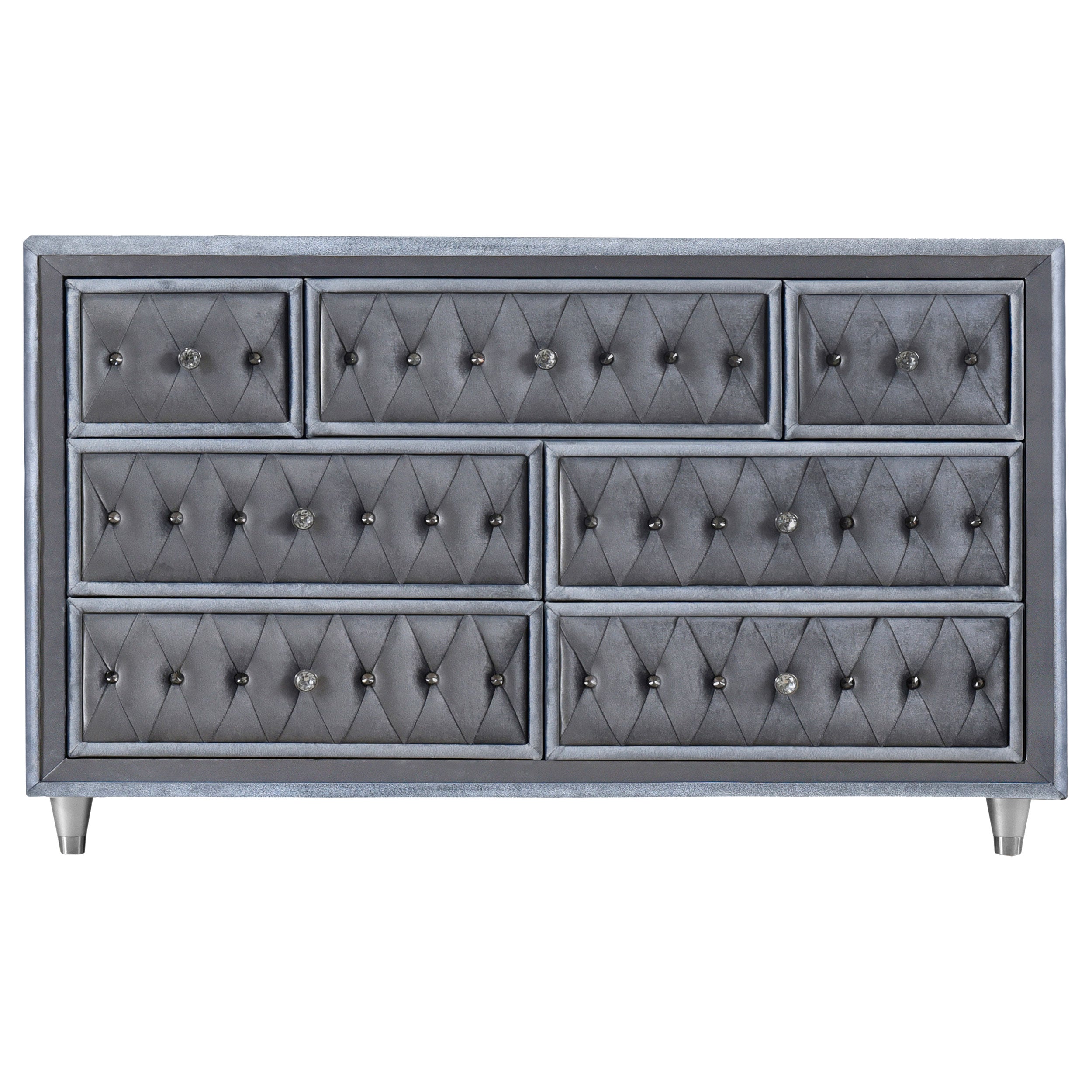 Antonella 4-Piece Eastern King Upholstered Tufted Bedroom Set Grey