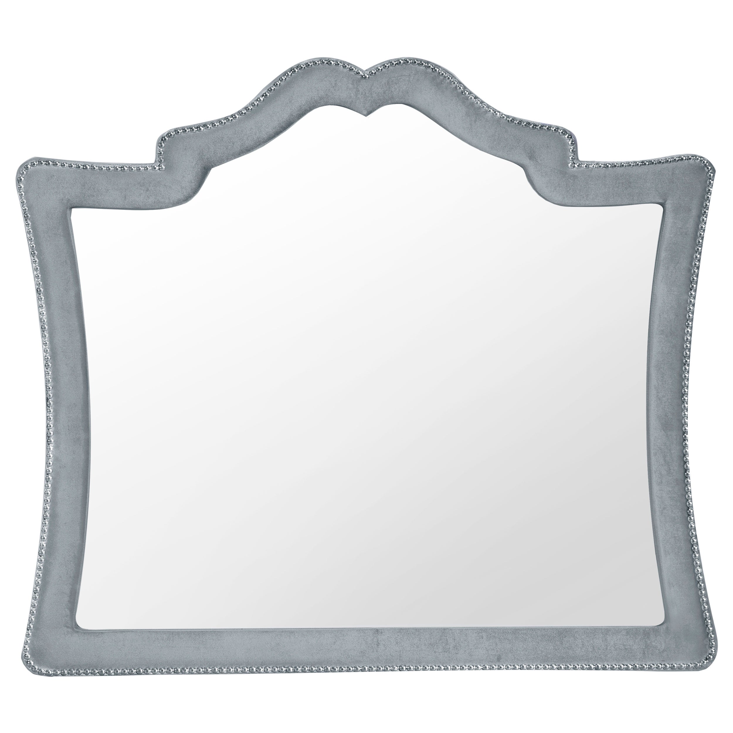 Antonella Dresser Mirror with Nailhead Trim Camel Dresser Mirror Grey