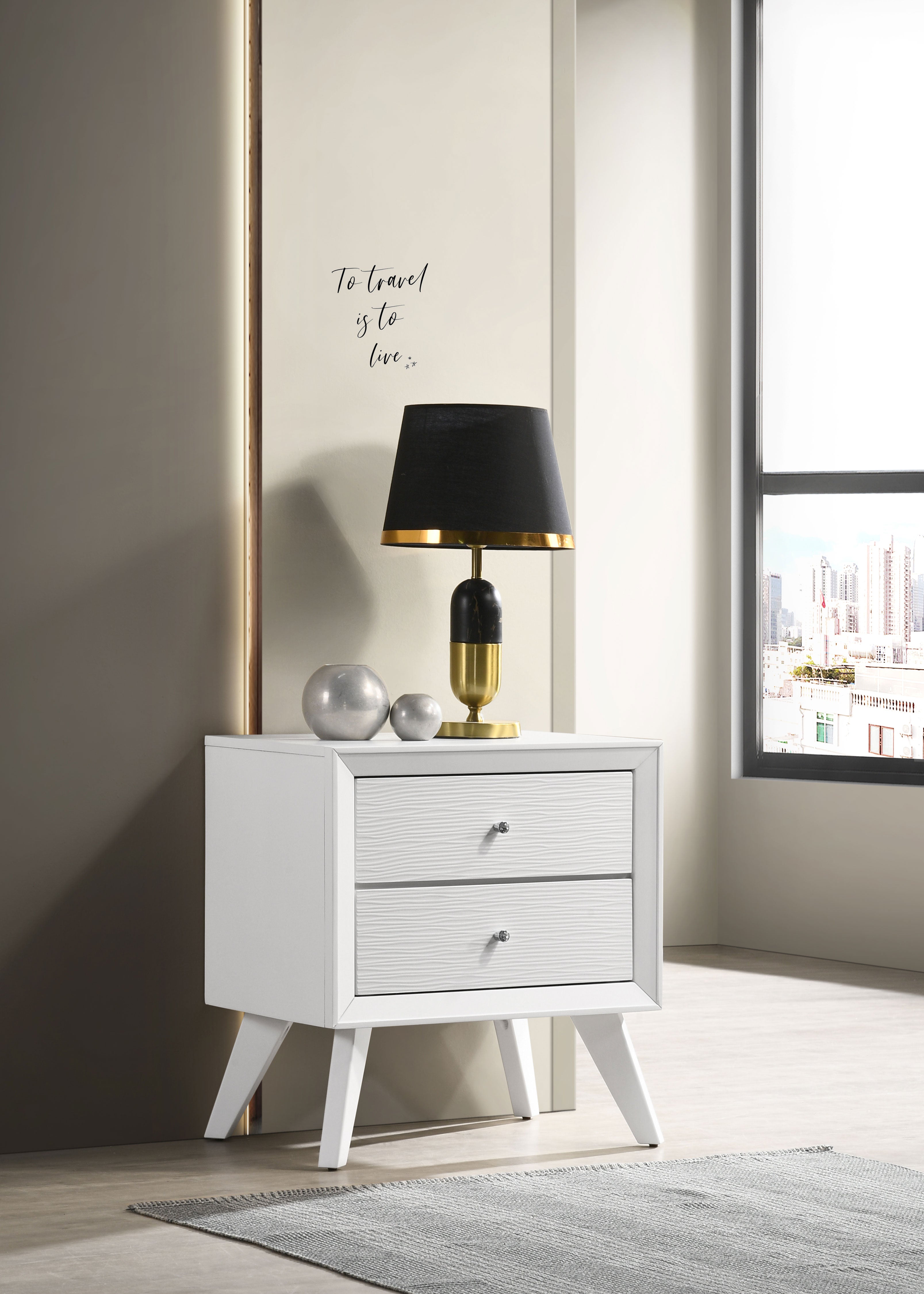 Janelle 2-drawer Nightstand White