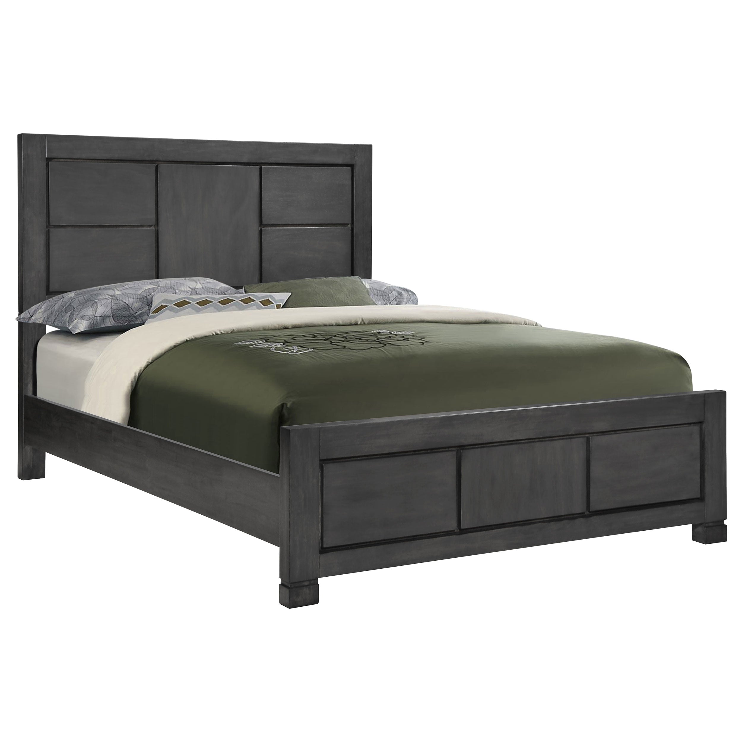 Lorenzo Rectangular Panel Bed Dark Grey California King