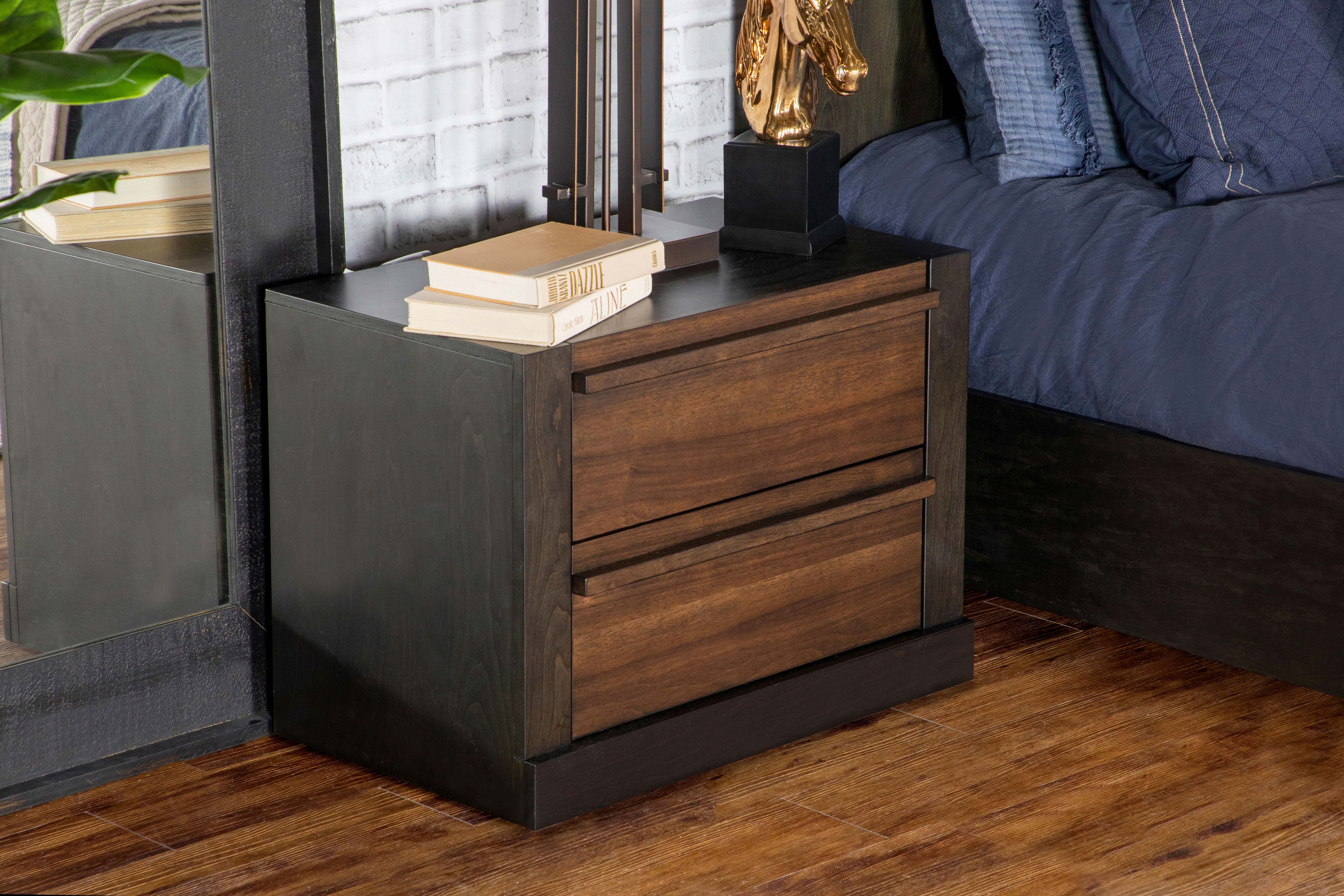 Azalia 2-drawer Nightstand Black and Walnut