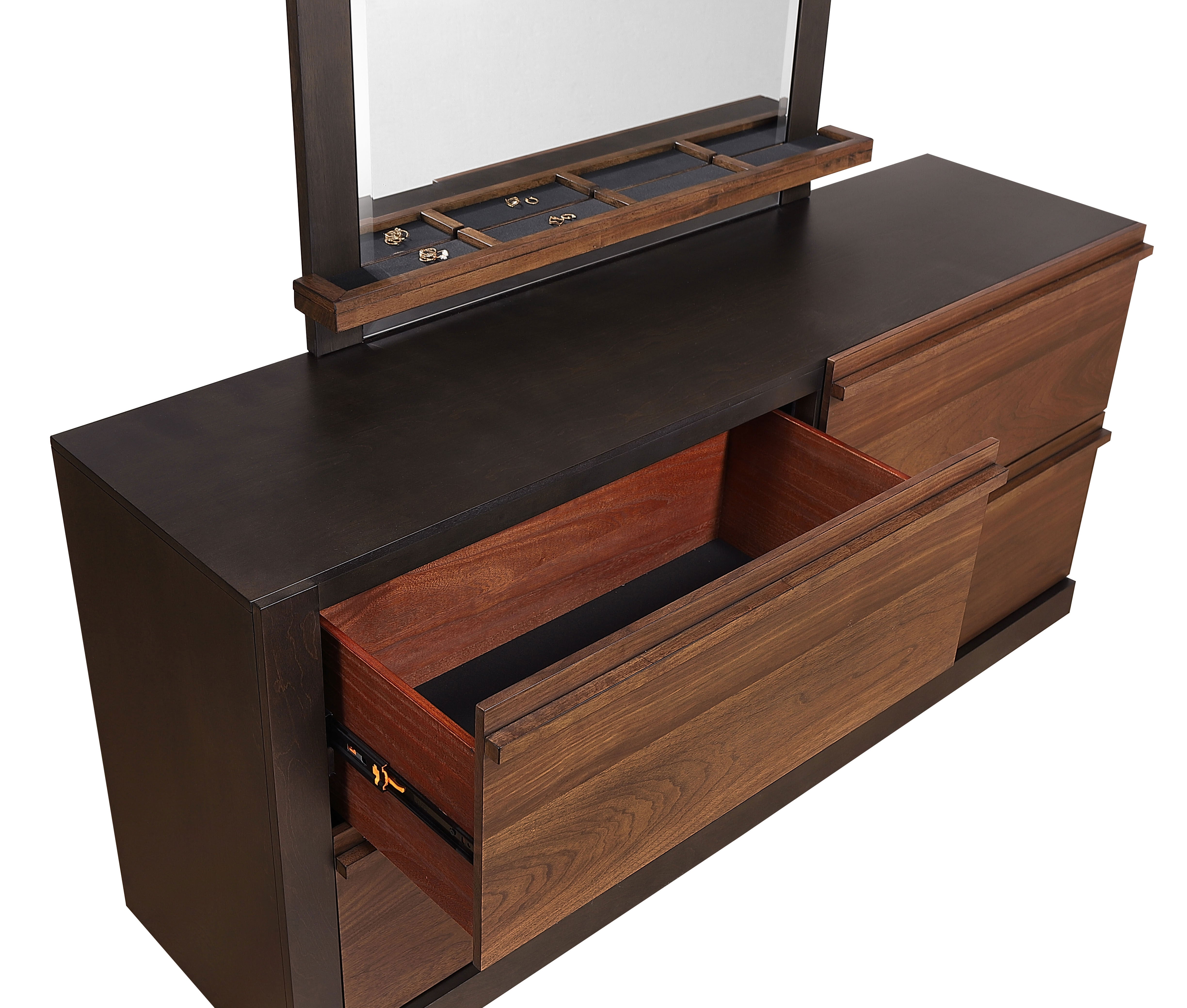 Azalia 4-drawer Dresser Black and Walnut