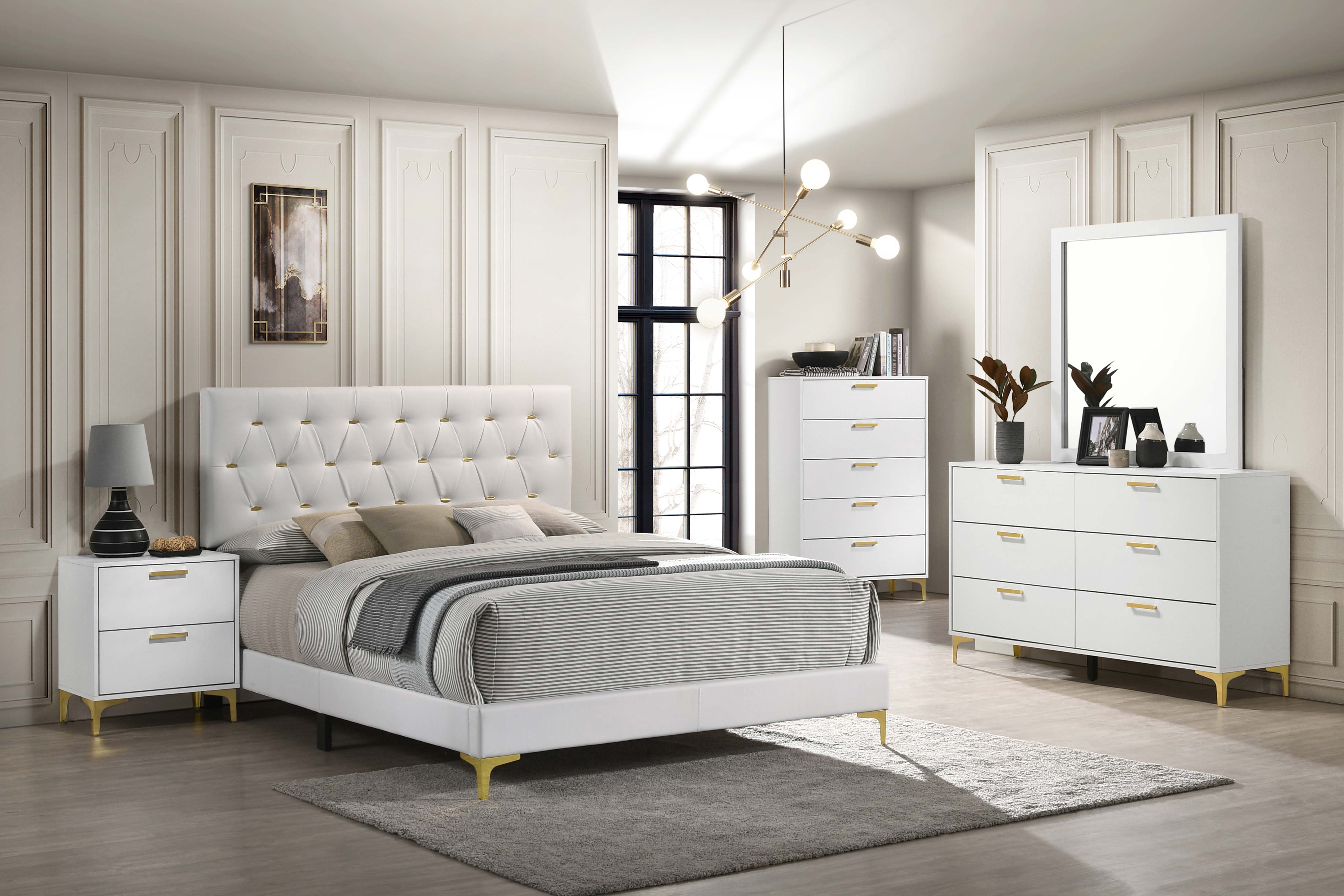 Kendall Tufted Upholstered Panel California King Bed White