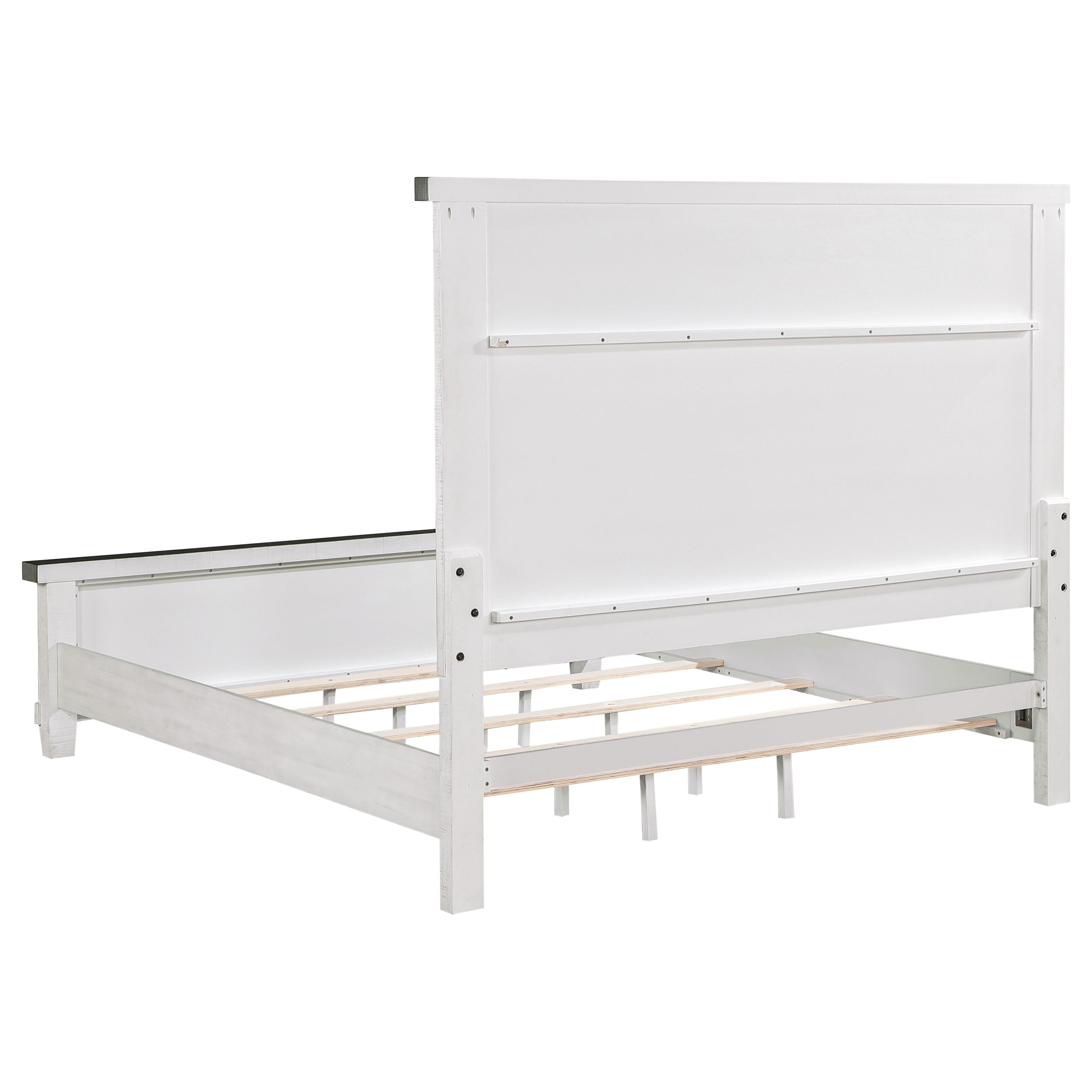 Lilith Queen Panel Bed Distressed Grey and White