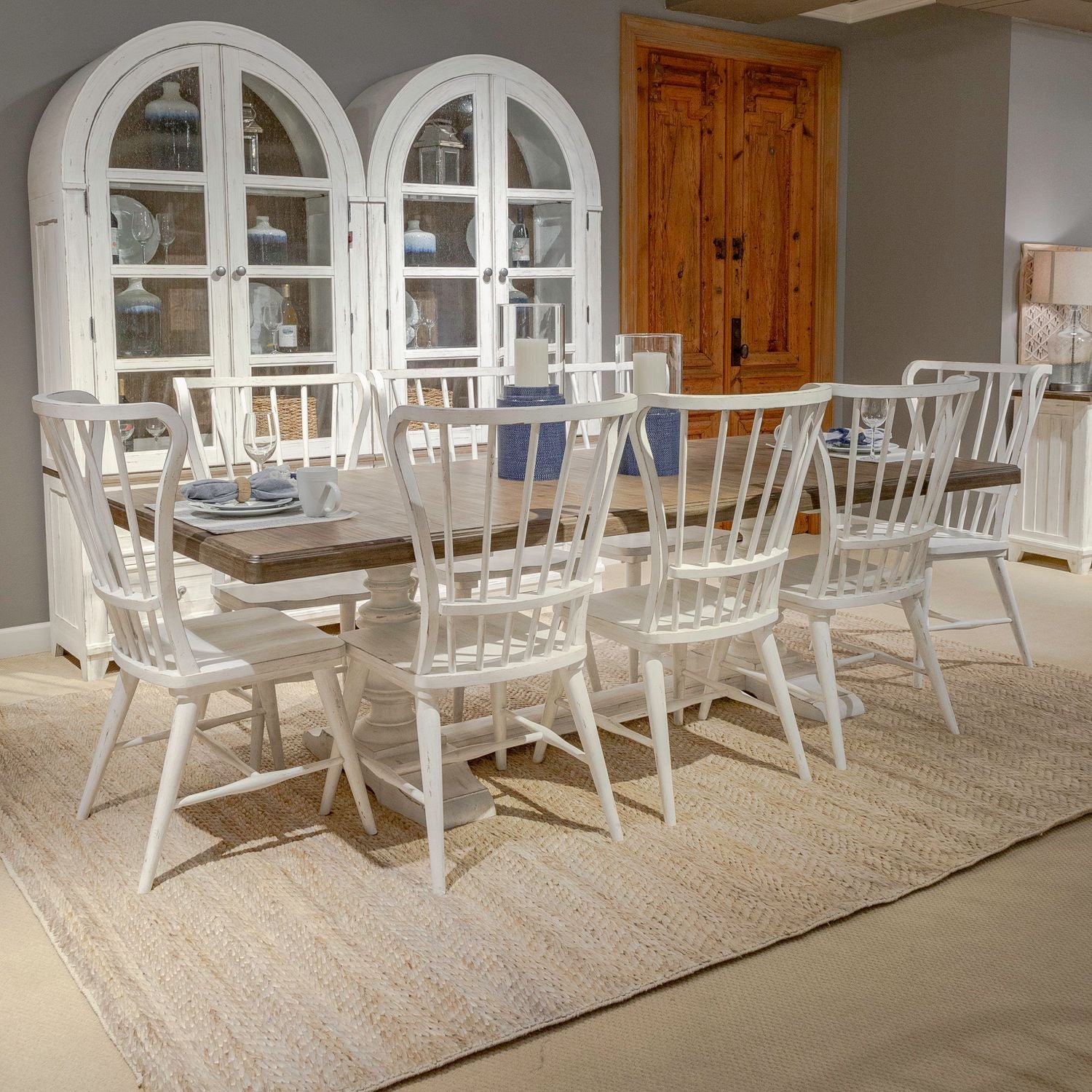 Baskas 9 Piece Trestle Dining Table Set