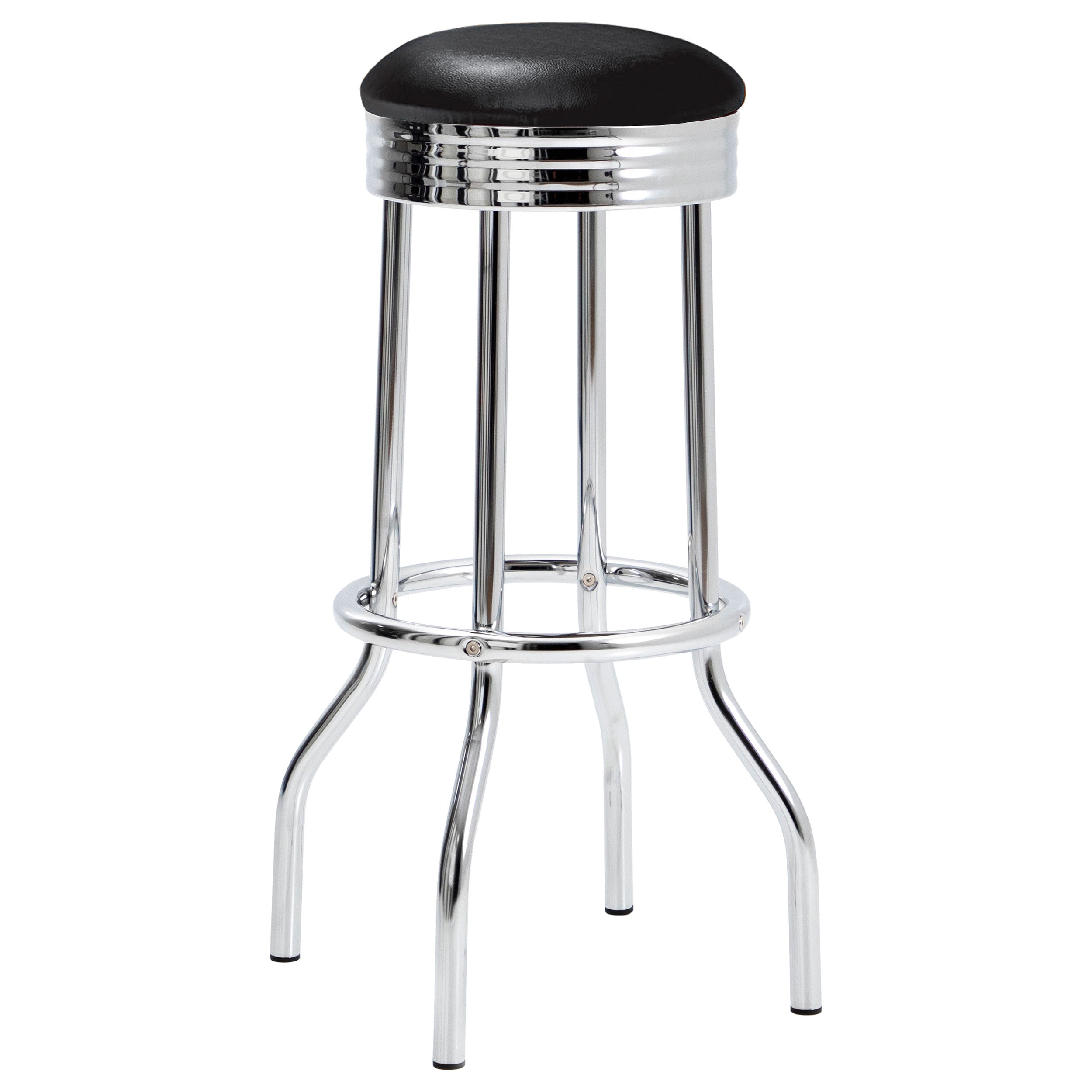 Theodore Upholstered Top Bar Stools Black and Chrome (Set of 2)