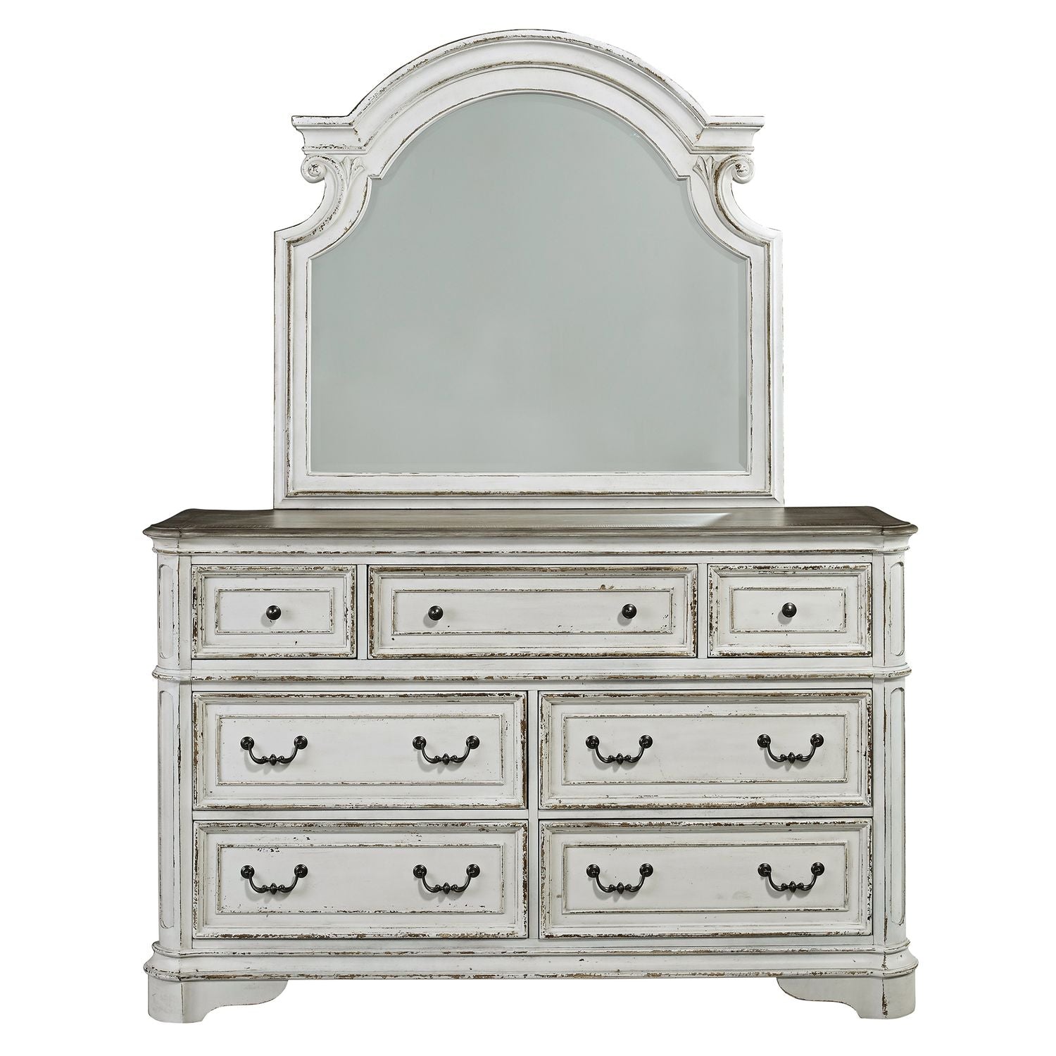 Bahan King California Panel Bed, Dresser & Mirror, Chest