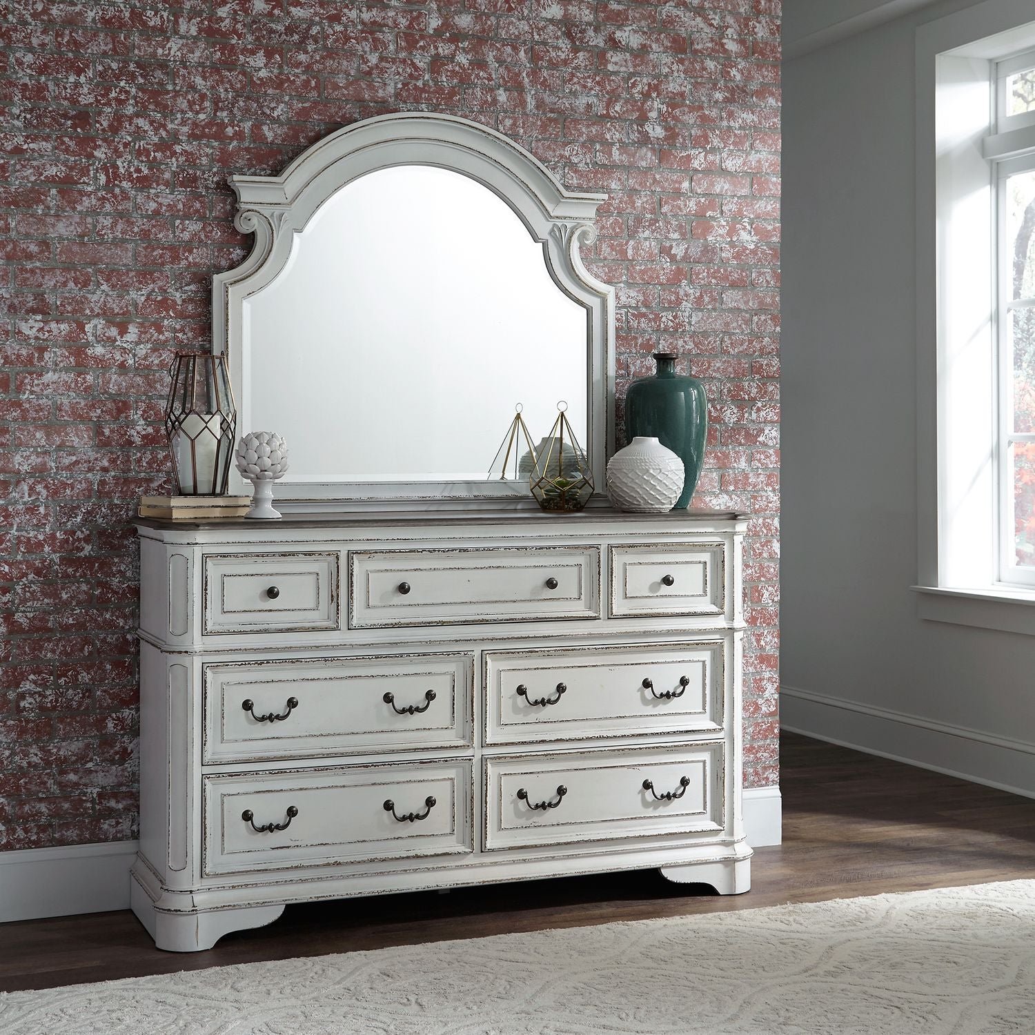 Auvergne King Panel Bed, Dresser & Mirror, Chest, Night Stand