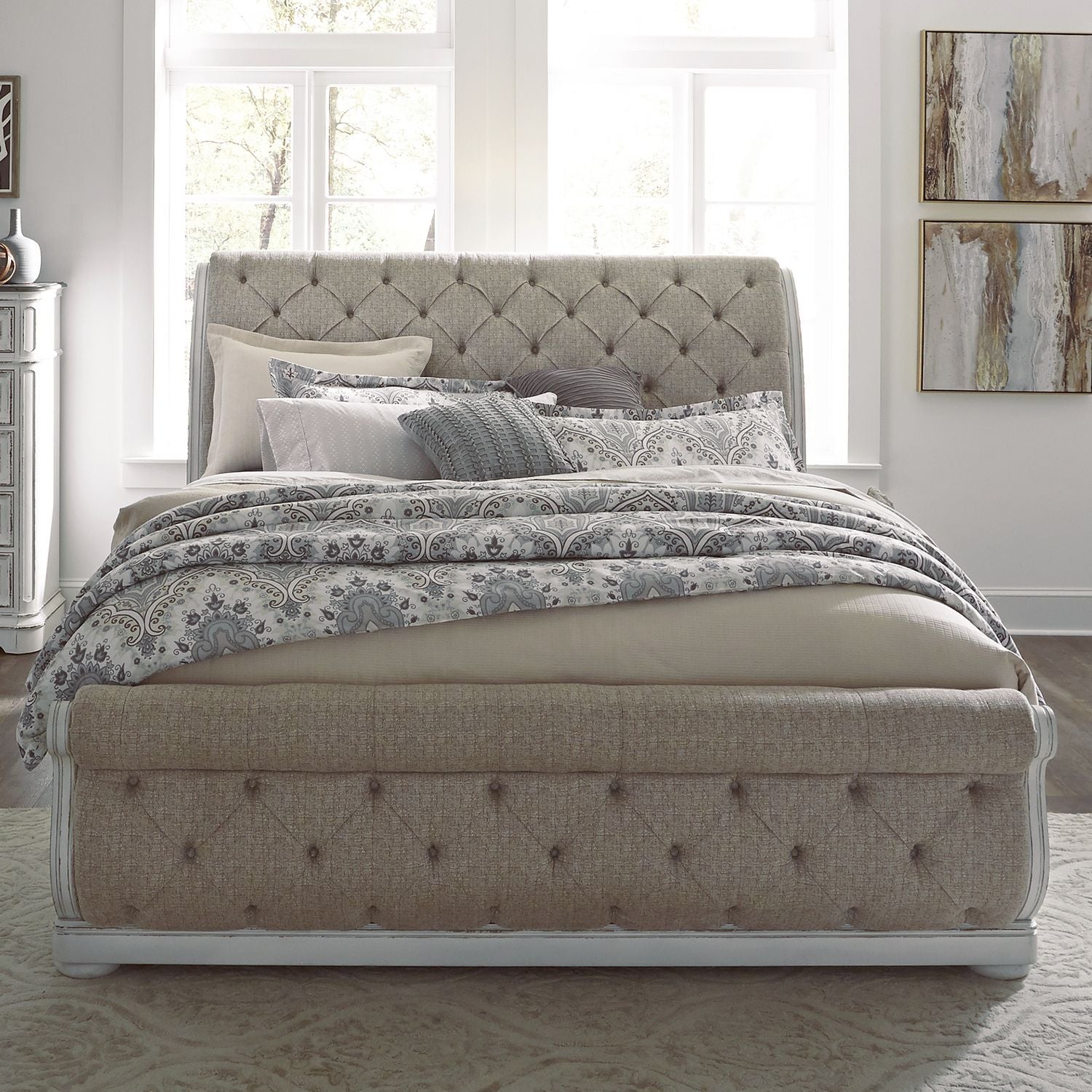 Achird King Upholstered Sleigh Bed