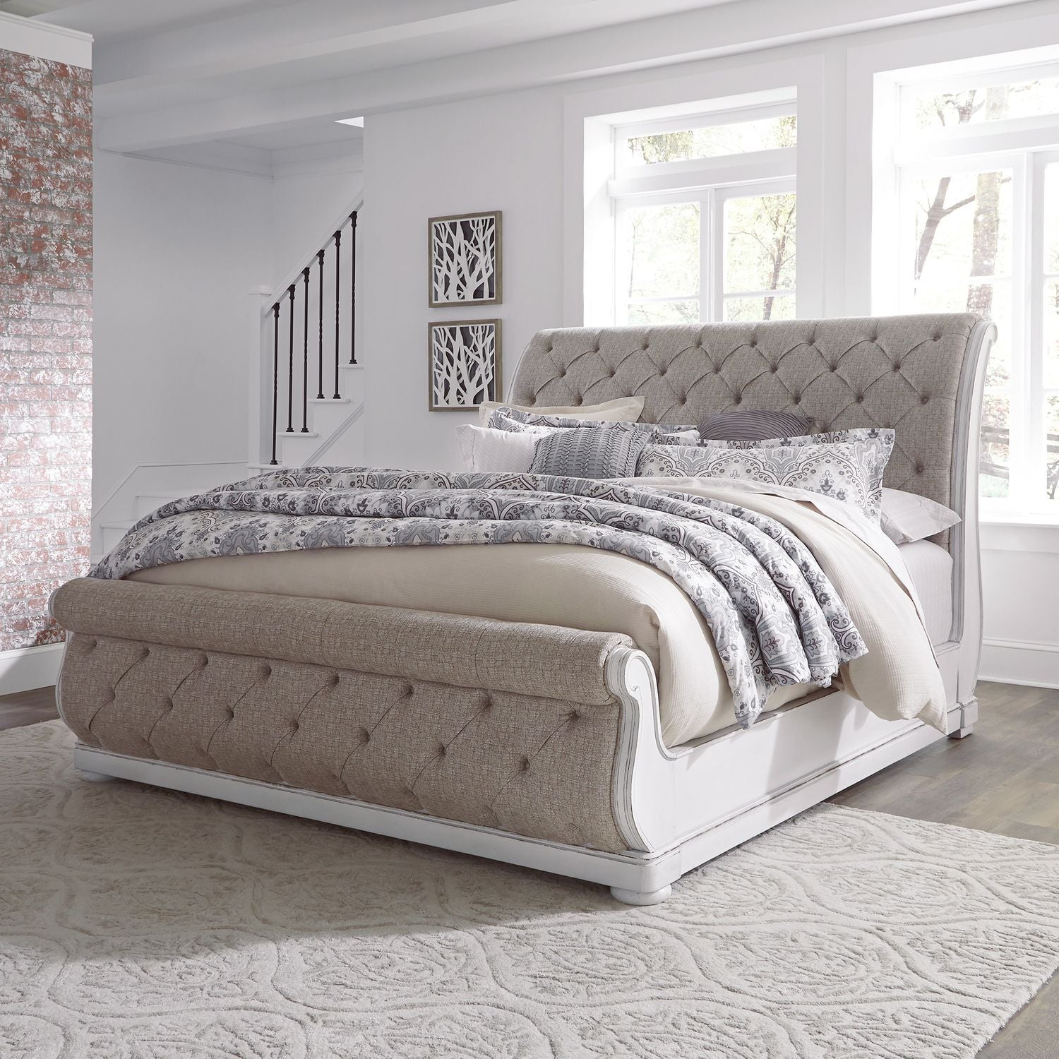 Achird King Upholstered Sleigh Bed