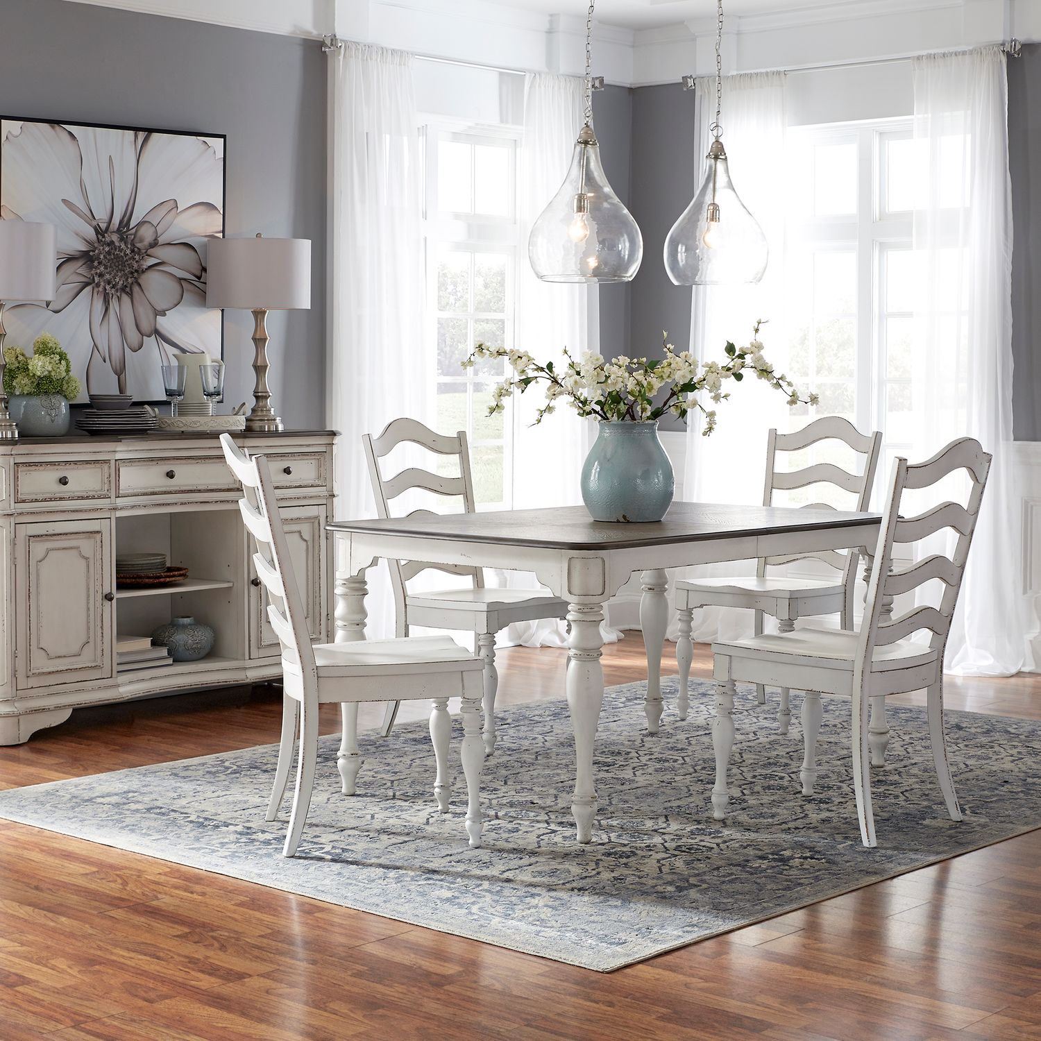 Angeleca 5 Piece Leg Dining Table Set