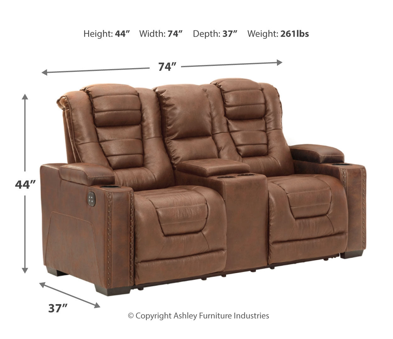 Owner's Box Power Reclining Loveseat with Console