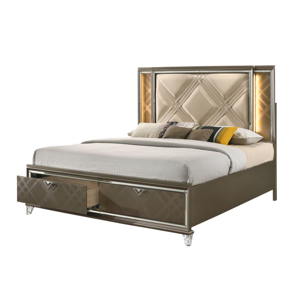 Kahmiyah Queen Bed W/Led & Storage