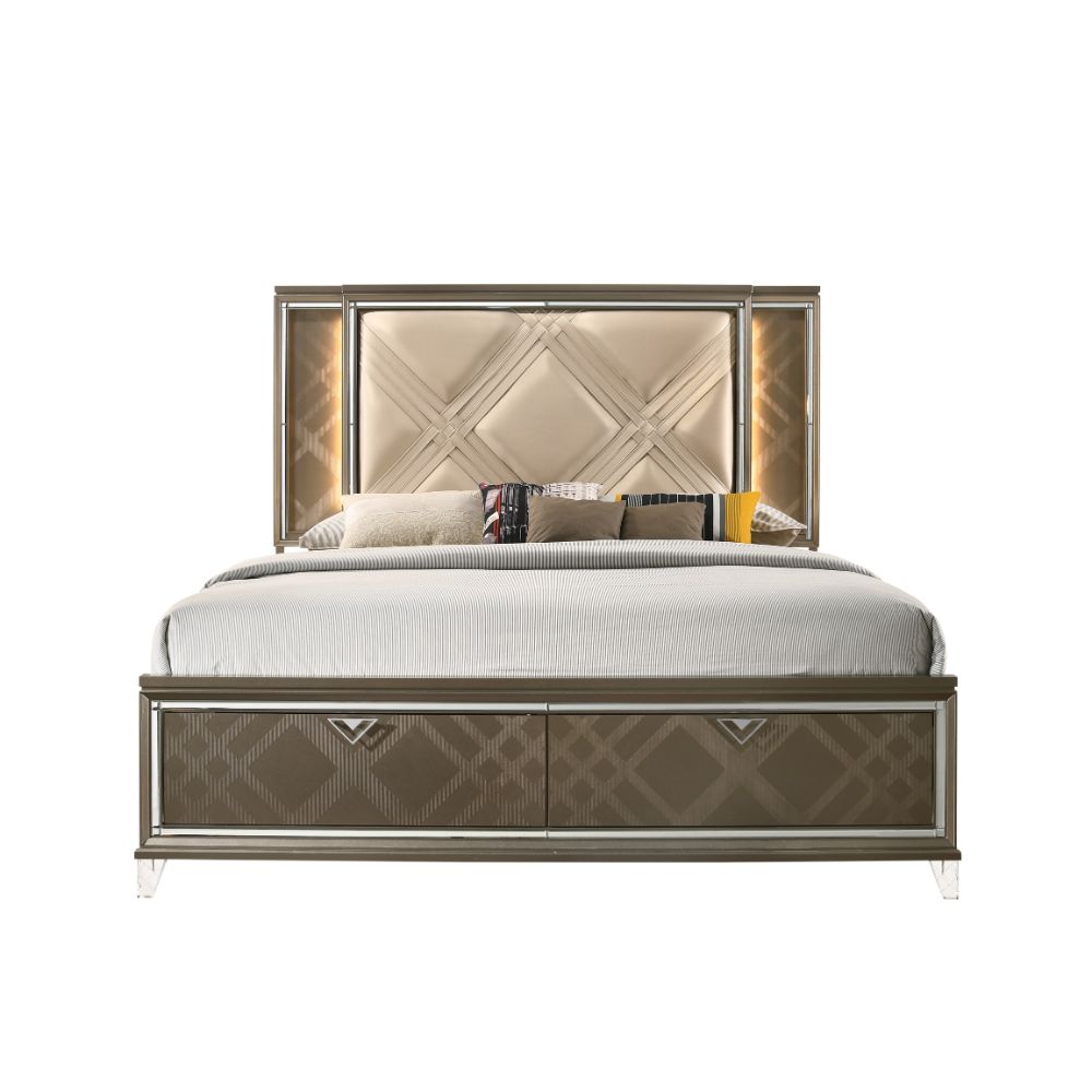 Kahmiyah Queen Bed W/Led & Storage