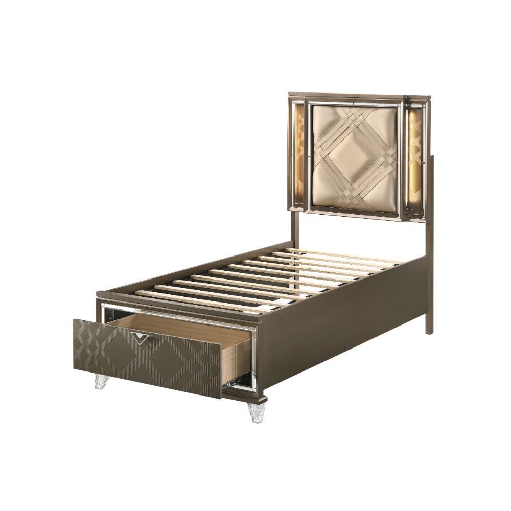 Kaille Twin Bed W/Led & Storage