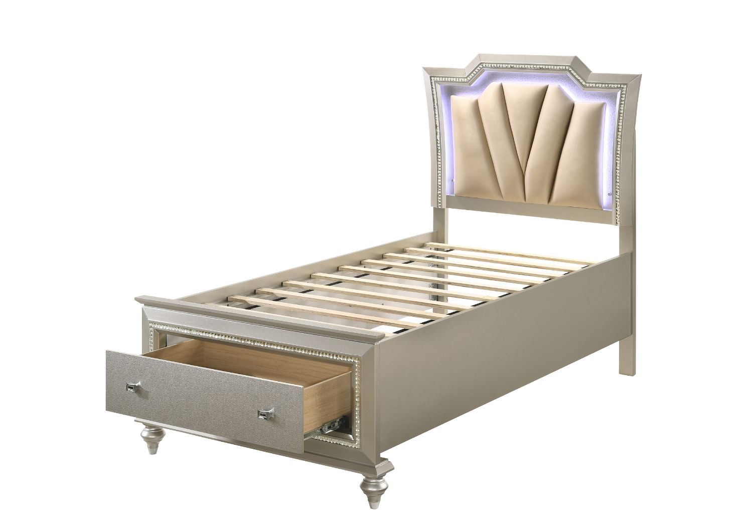 Aniaya Twin Bed W/Led & Storage