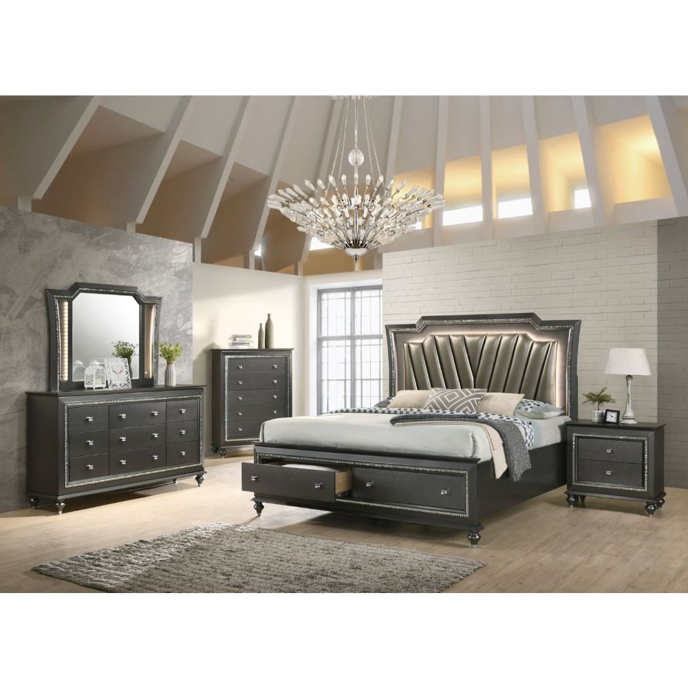 Kenderick Queen Bed W/Led & Storage