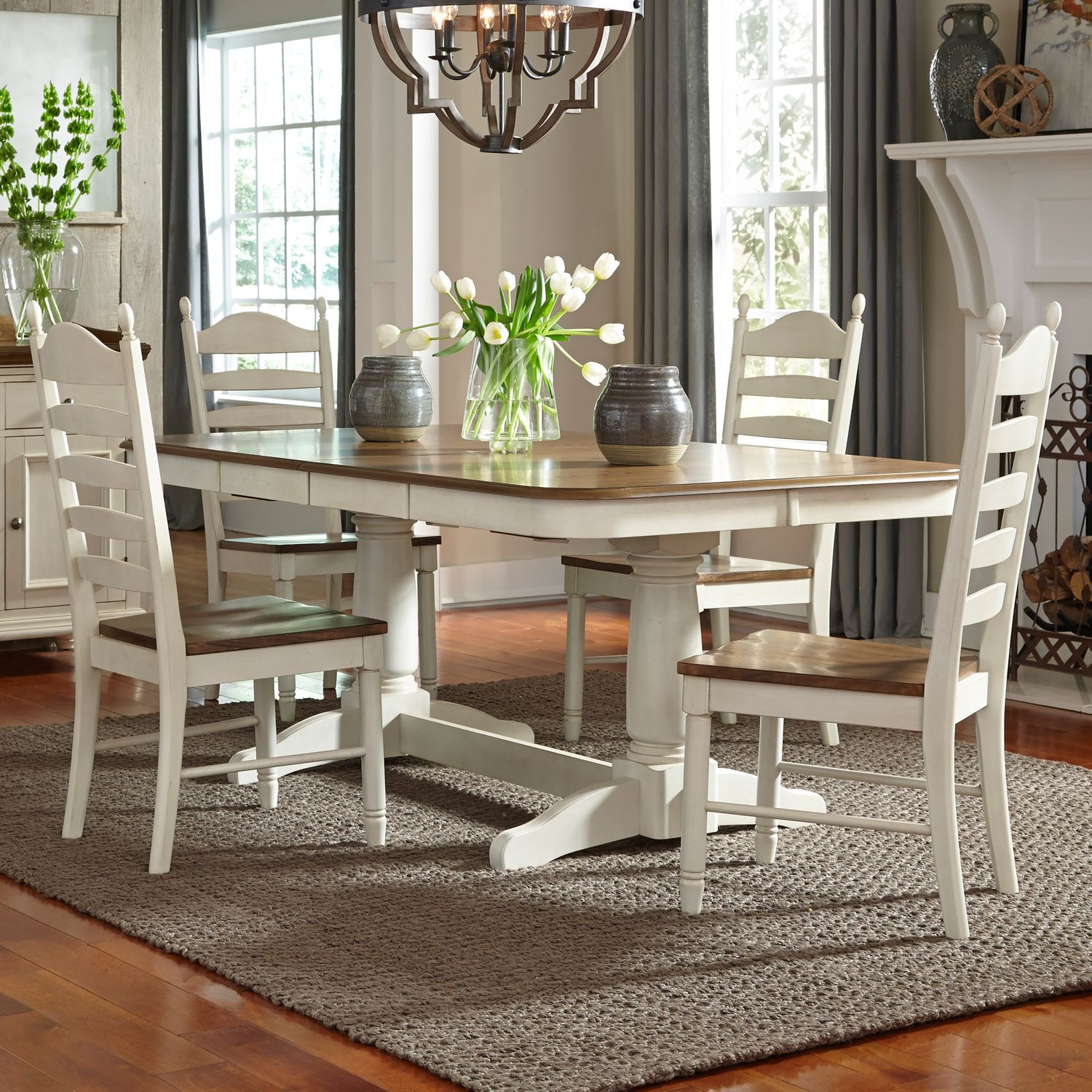 Carriebell 5 Piece Double Pedestal Dining Table Set