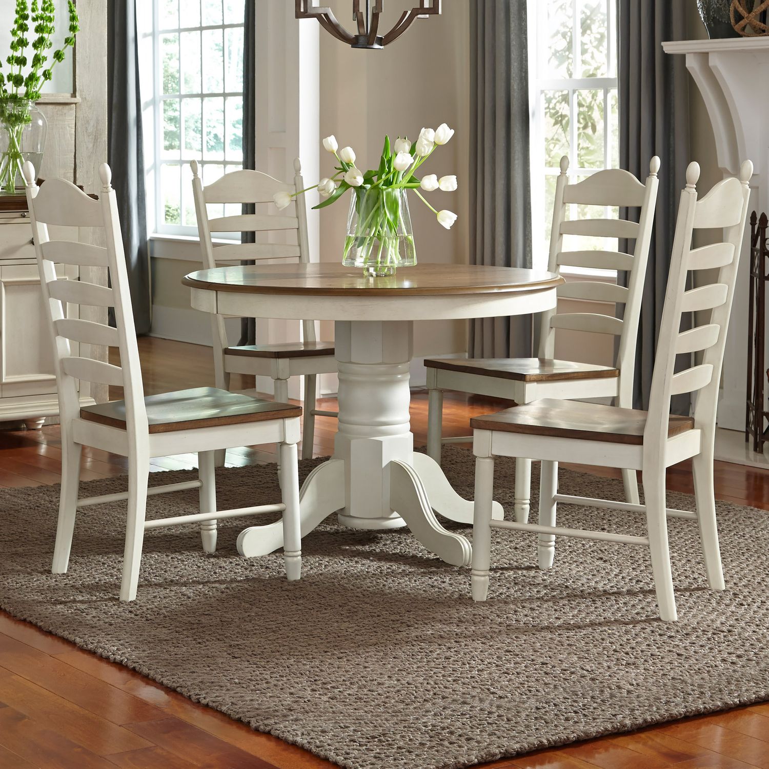 Briea 5 Piece Pedestal Dining Table Set